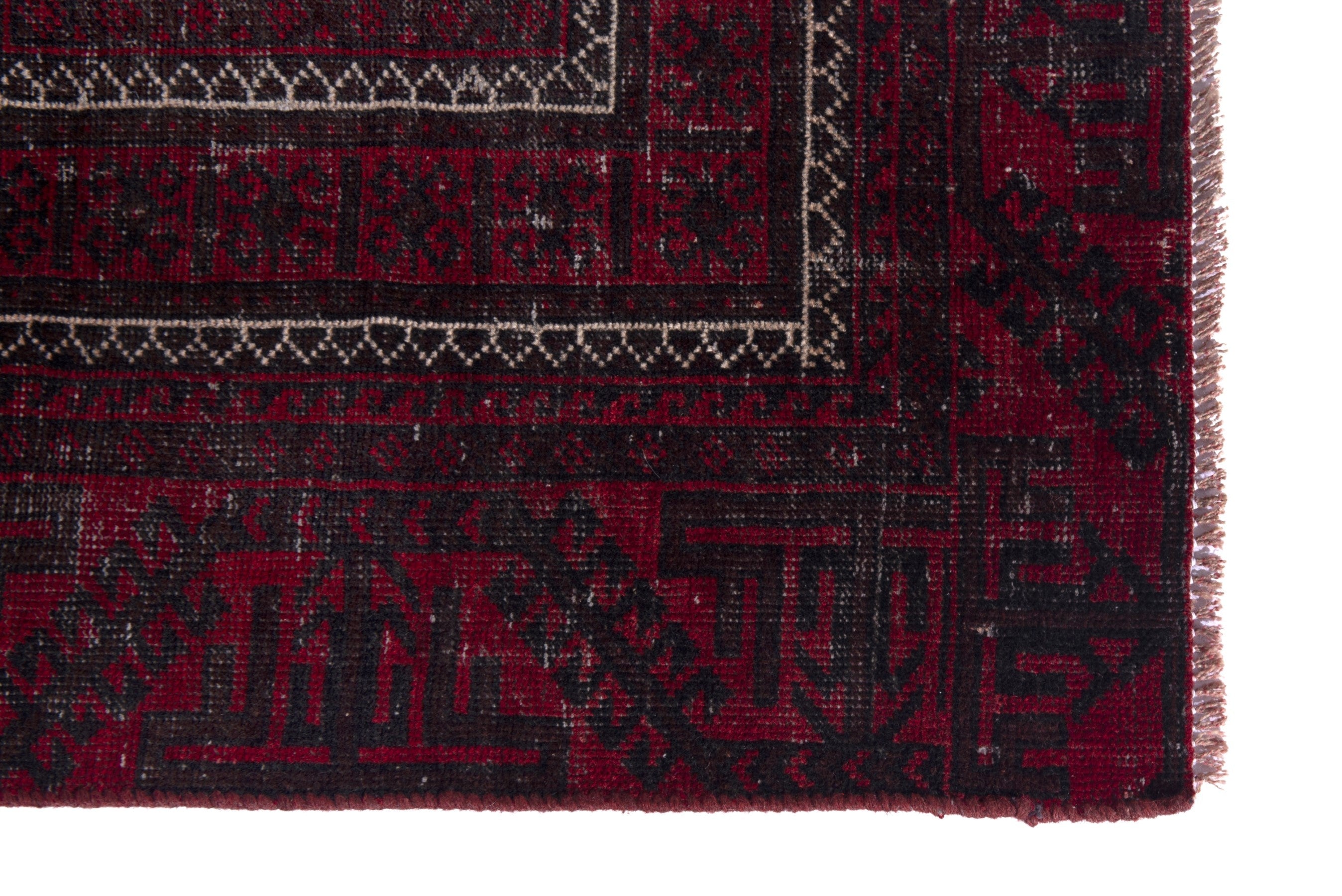 Persian Baluch runner rug in burgundy and deep red, view 5 of 17