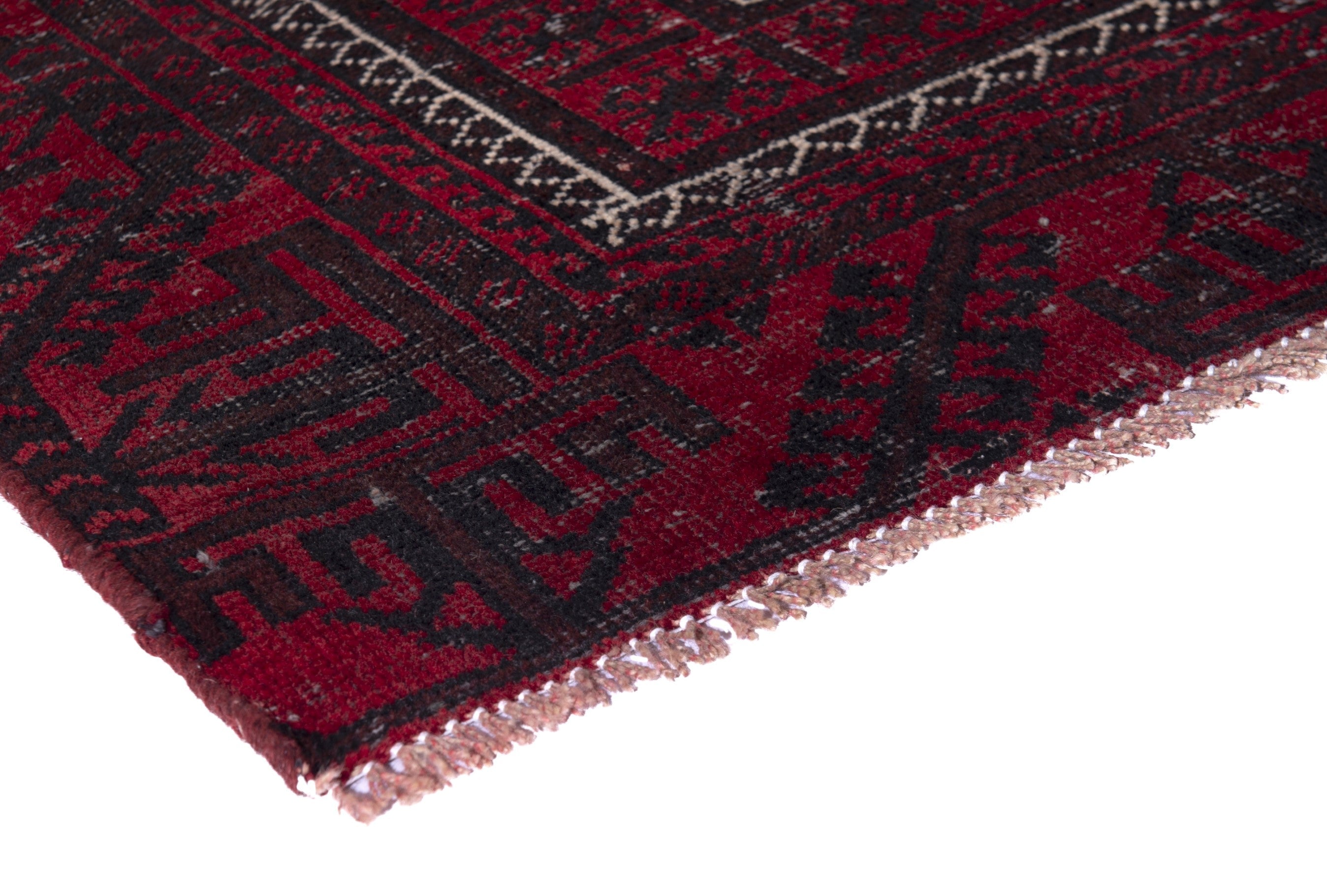 Persian Baluch runner rug in burgundy and deep red, view 4 of 17