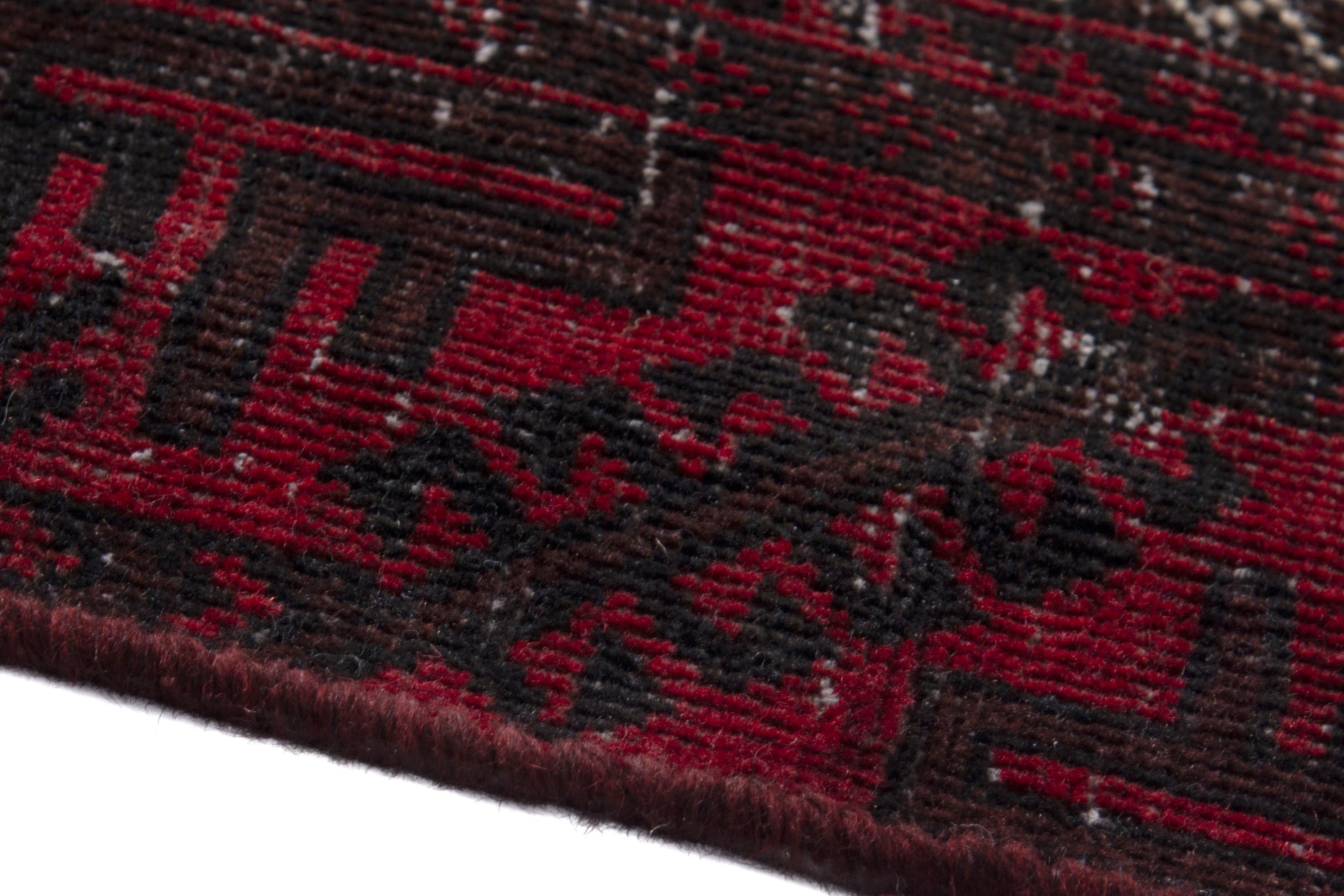 Persian Baluch runner rug in burgundy and deep red, view 8 of 17