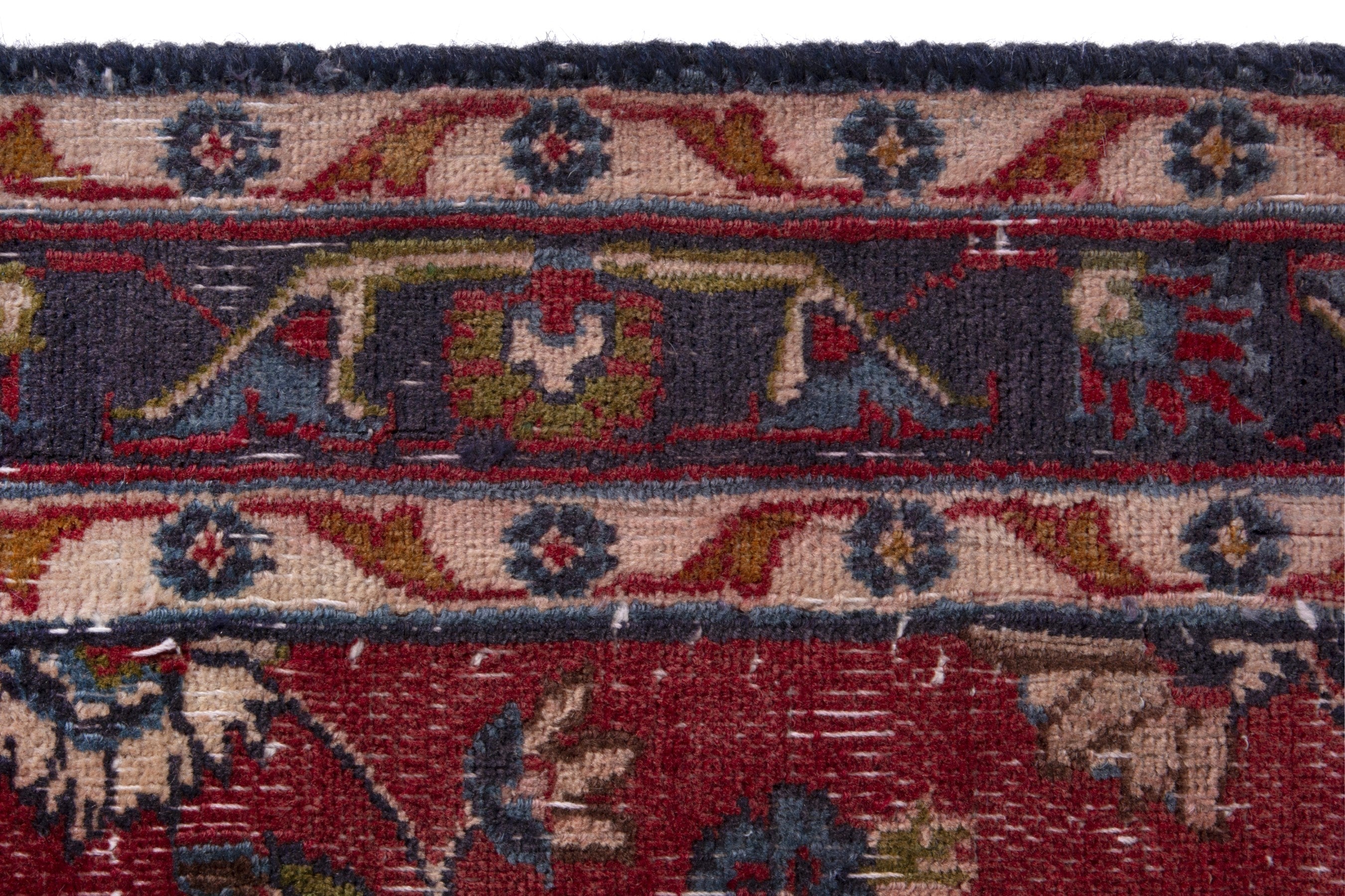 Persian Mashhad accent rug in deep red and burgundy, view 12 of 17