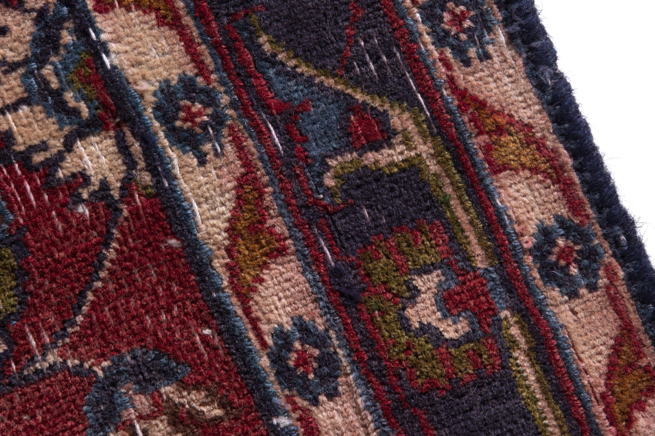 Persian Mashhad accent rug in deep red and burgundy, view 7 of 17