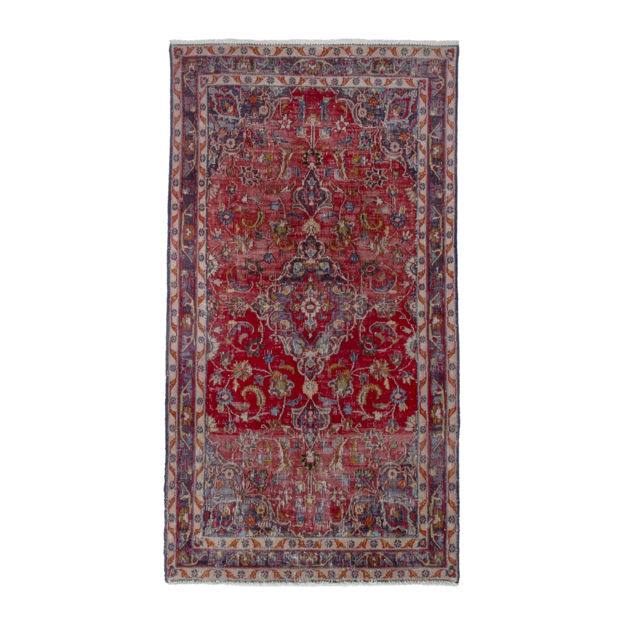 Persian Mashhad accent rug in deep red and burgundy, 3'3" x 6'4"