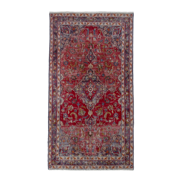 Persian Mashhad accent rug in deep red and burgundy, 3'3" x 6'4"
