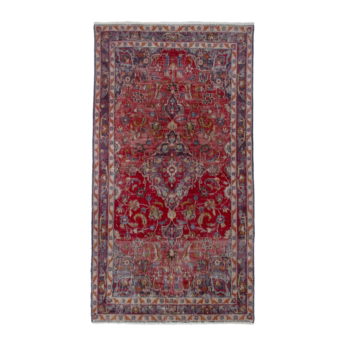 Persian Mashhad accent rug in deep red and burgundy, 3'3" x 6'4"