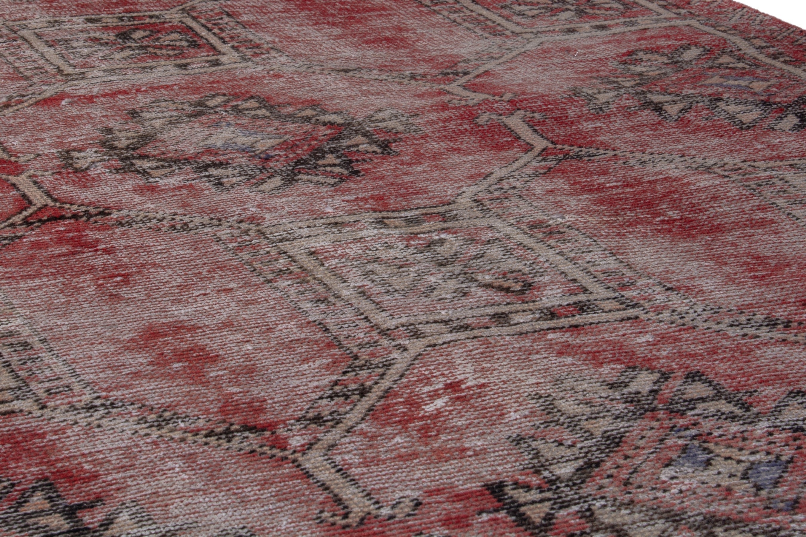 Persian Ferdos area rug in faded red and muted pink, view 10 of 17