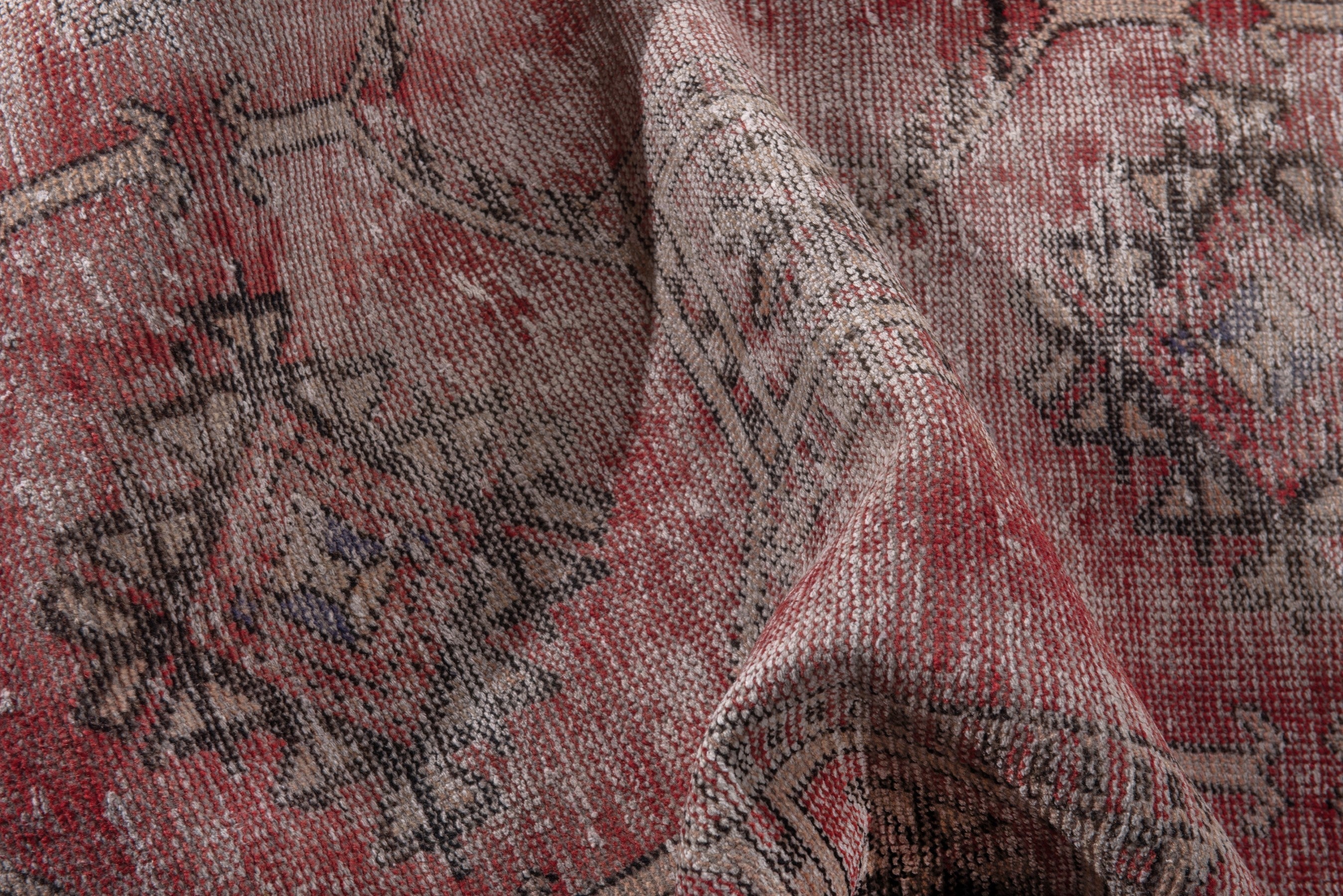 Persian Ferdos area rug in faded red and muted pink, view 15 of 17