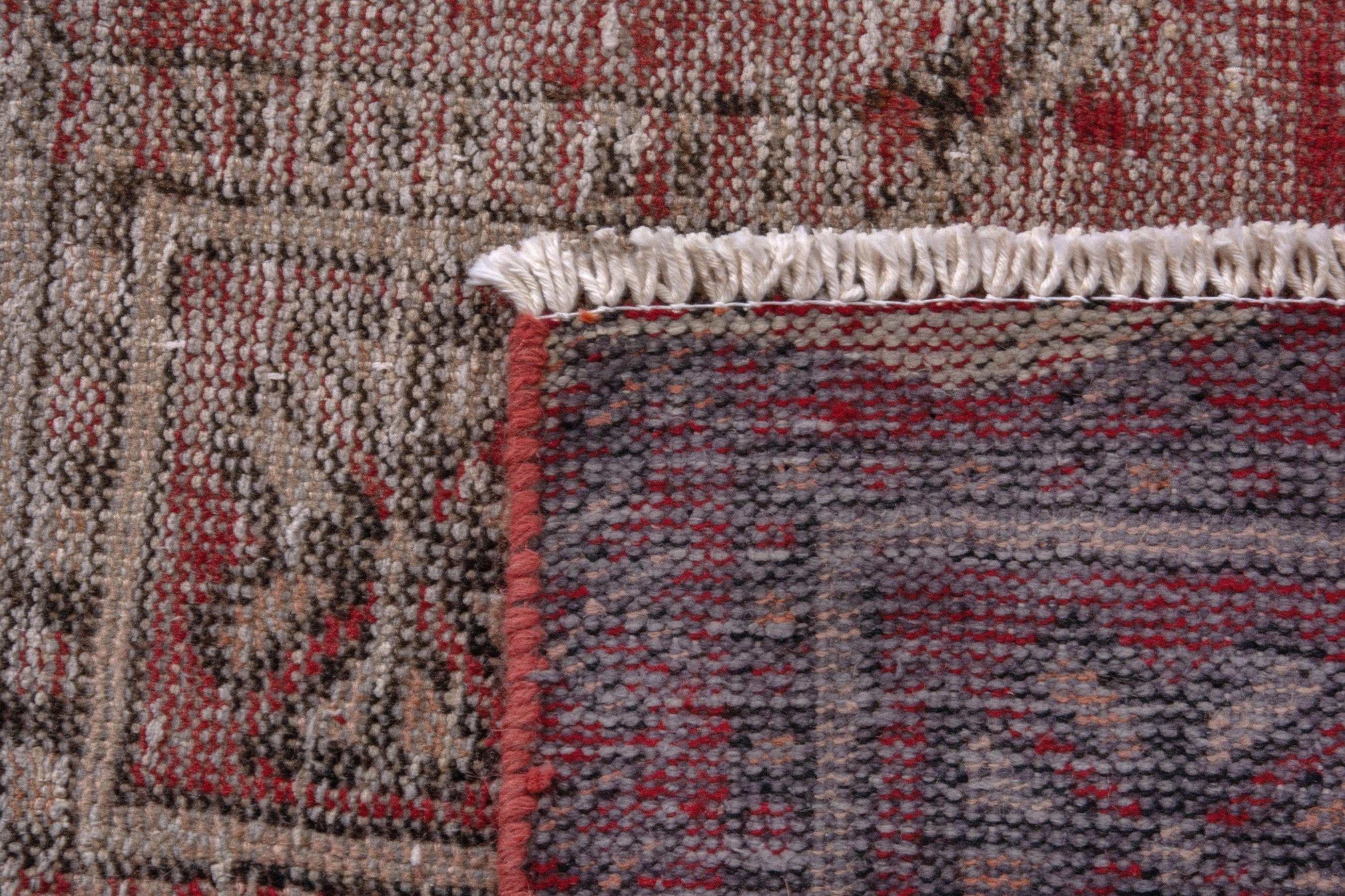 Persian Ferdos area rug in faded red and muted pink, view 17 of 17