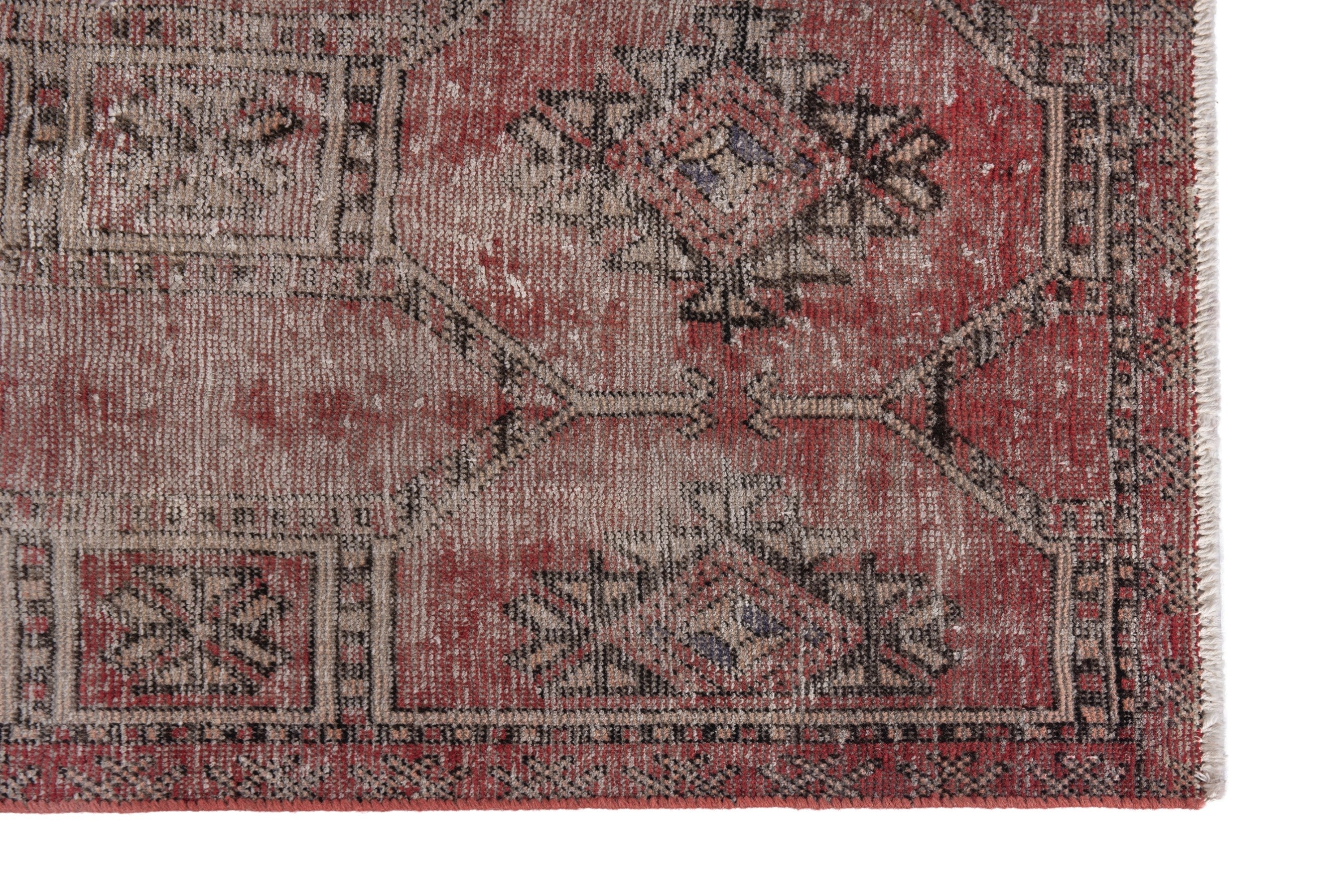 Persian Ferdos area rug in faded red and muted pink, view 5 of 17