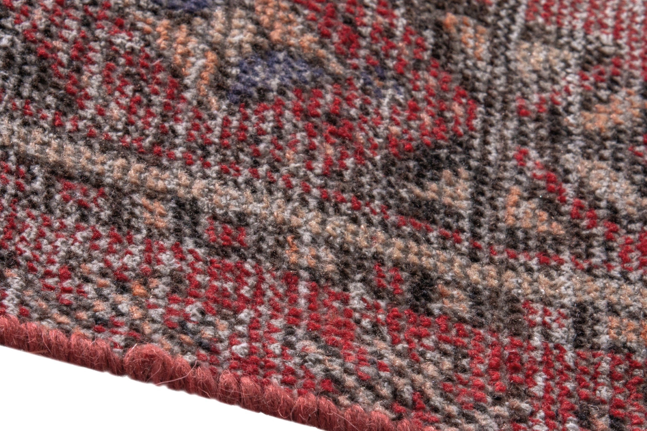 Persian Ferdos area rug in faded red and muted pink, view 8 of 17