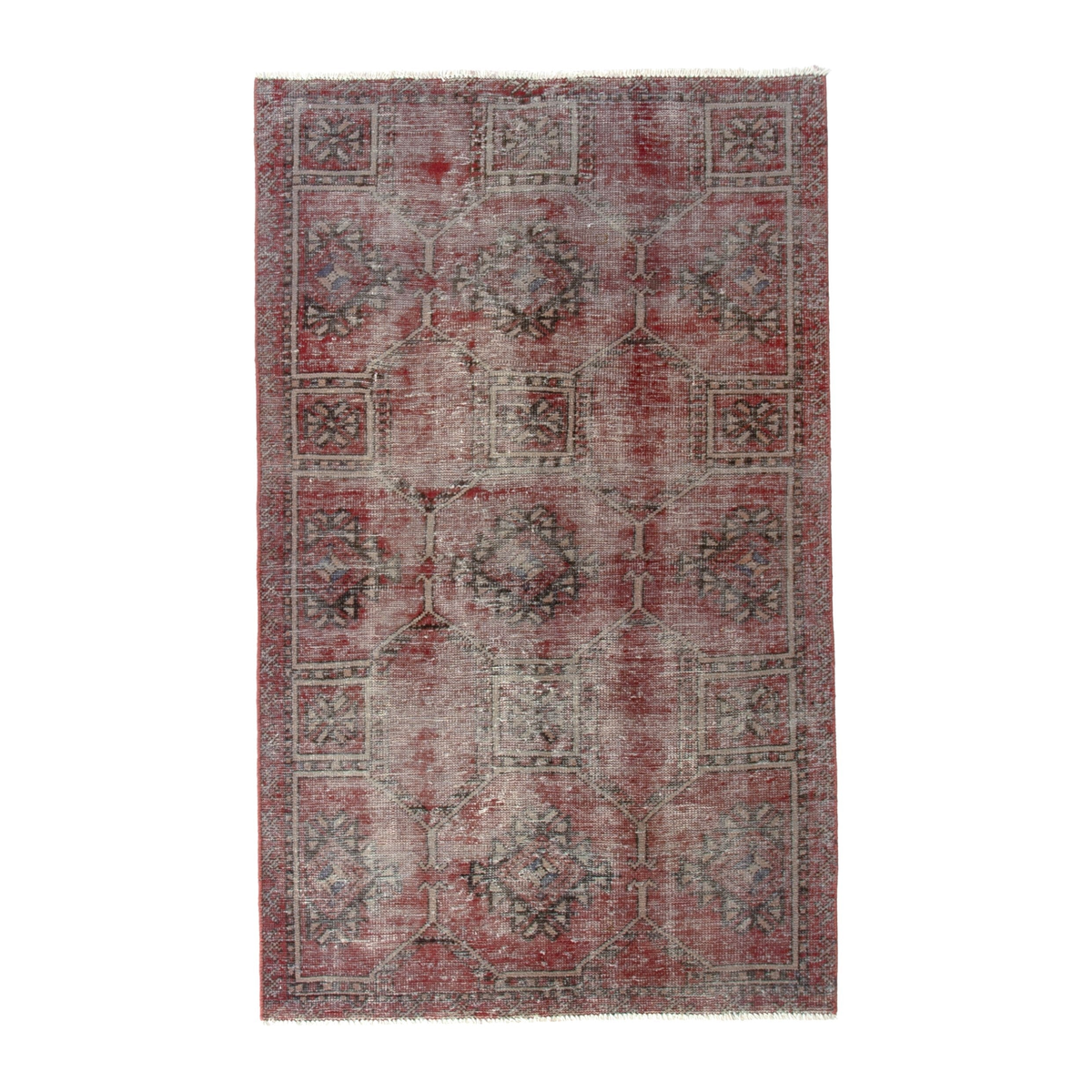 Persian Ferdos area rug in faded red and muted pink, 3'9" x 6'8"