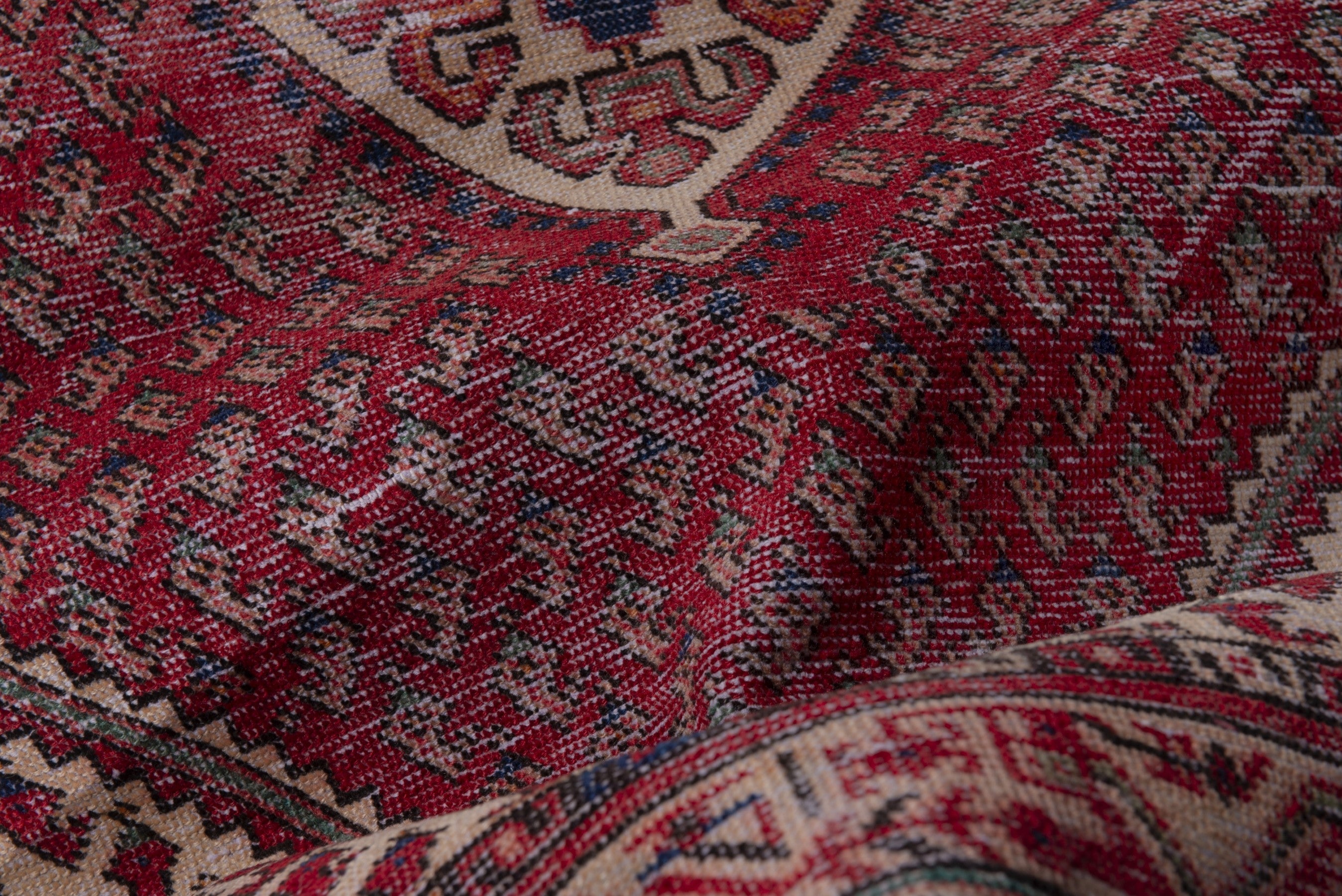 Persian Botteh accent rug in faded red and muted pink, view 14 of 17