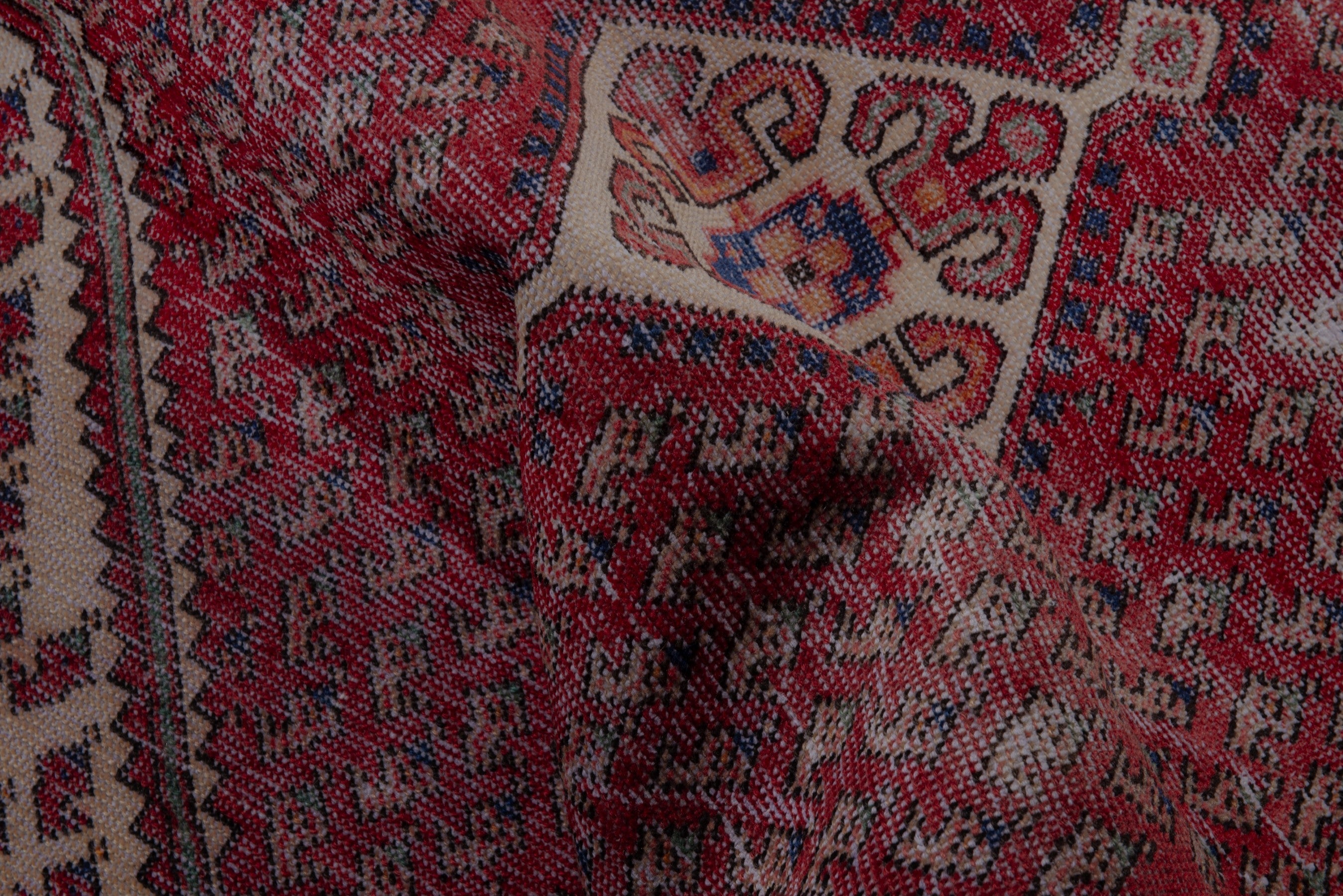 Persian Botteh accent rug in faded red and muted pink, view 16 of 17