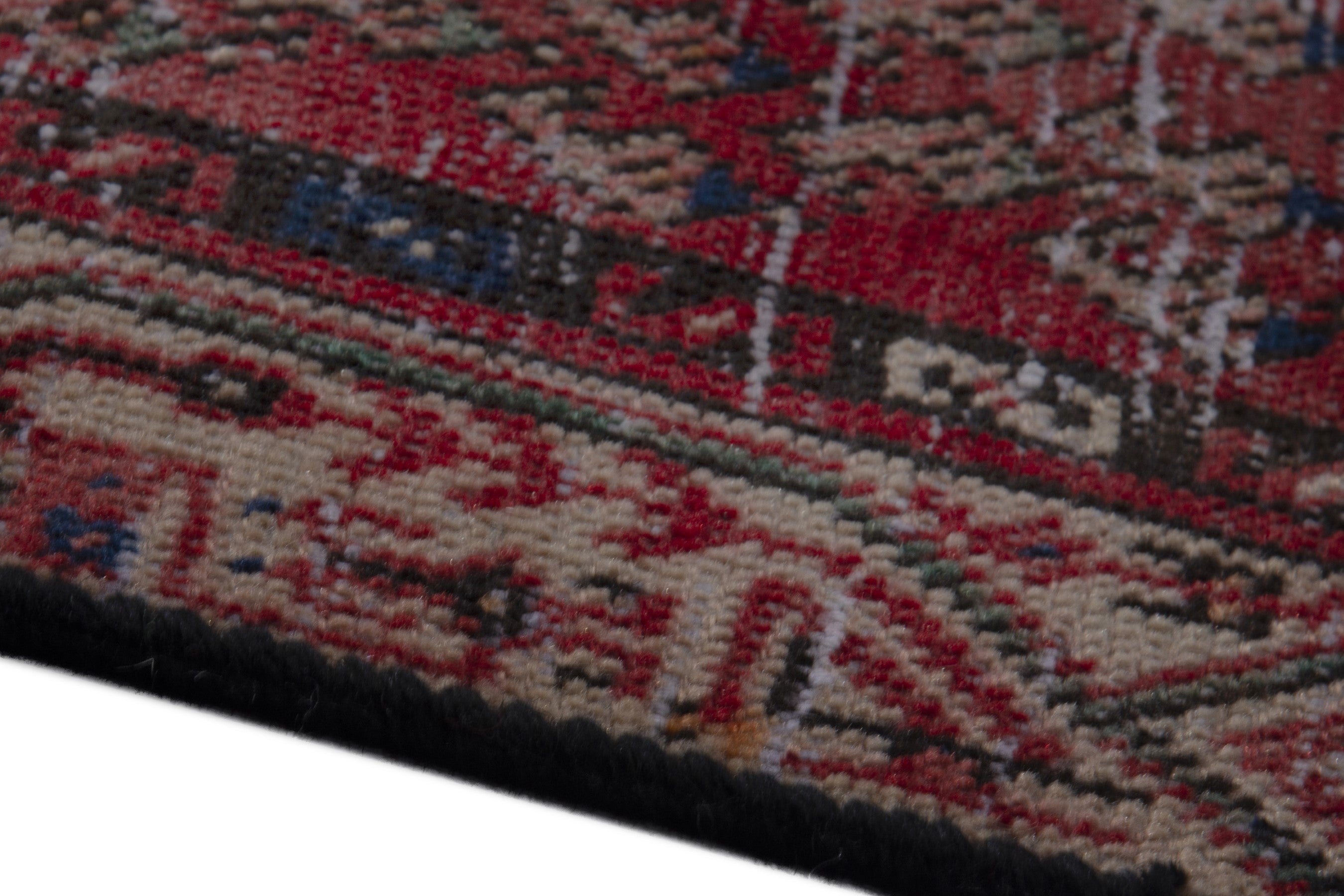 Persian Botteh accent rug in faded red and muted pink, view 8 of 17