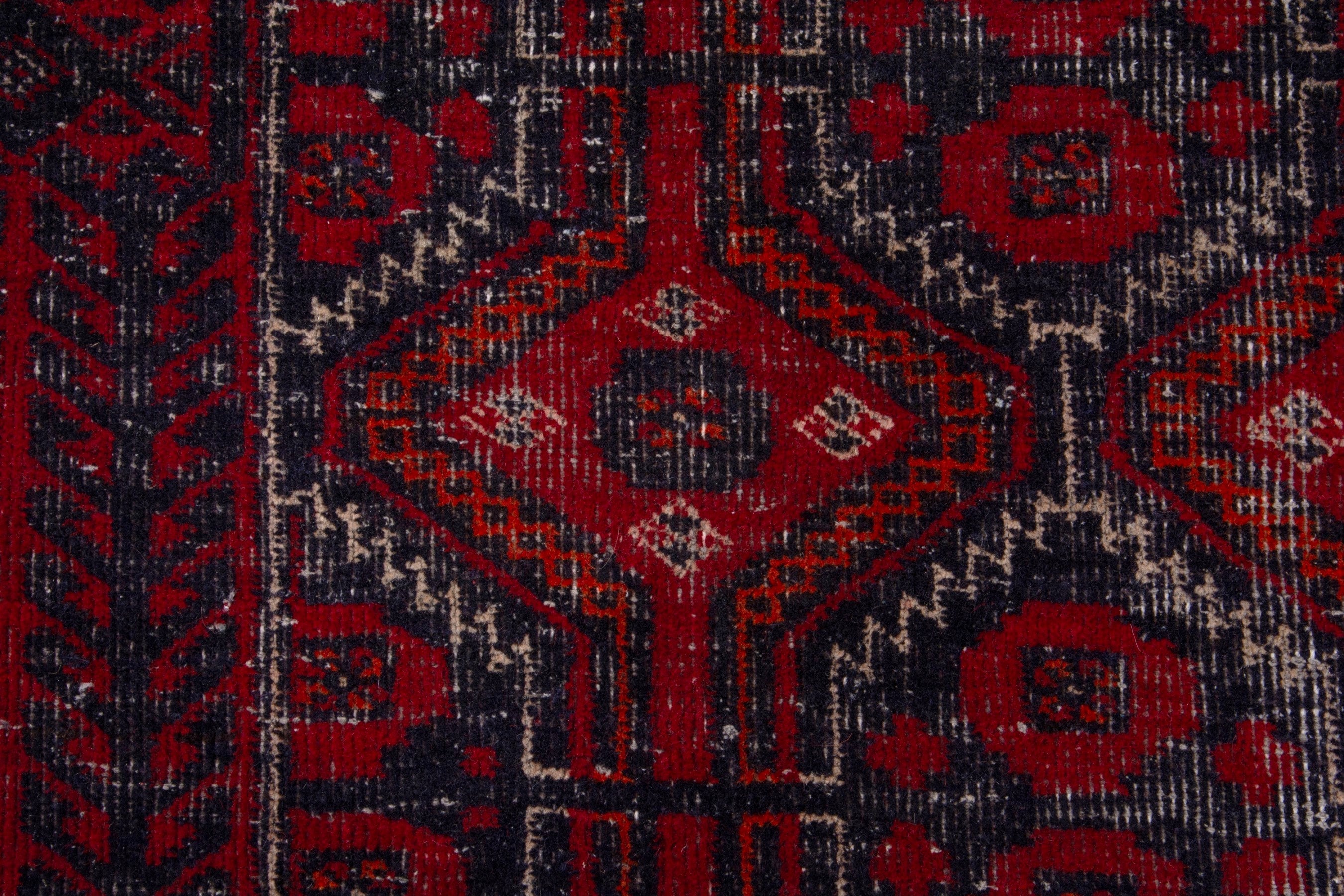 Persian Baluch accent rug in burgundy and faded red, view 11 of 17