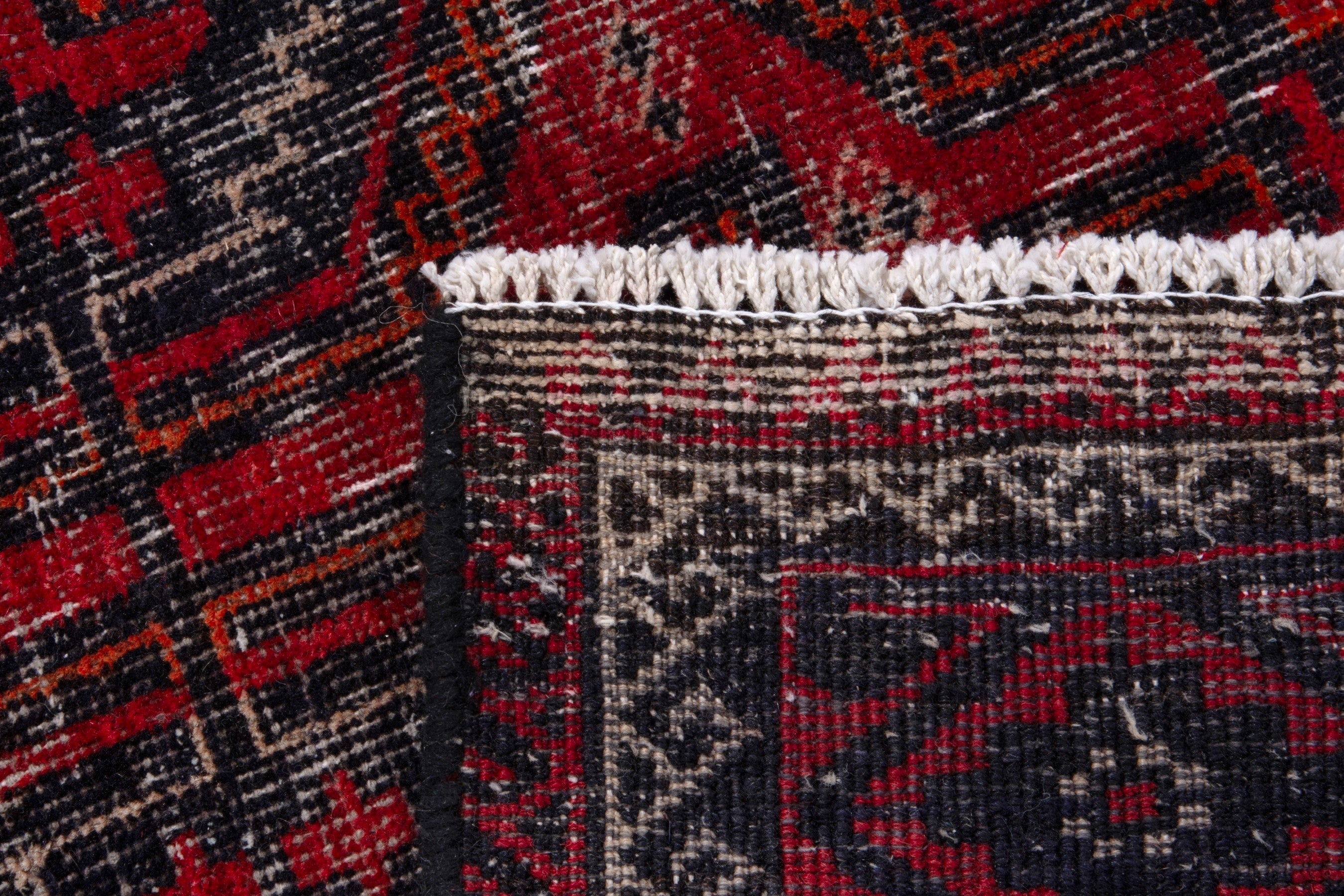 Persian Baluch accent rug in burgundy and faded red, view 17 of 17