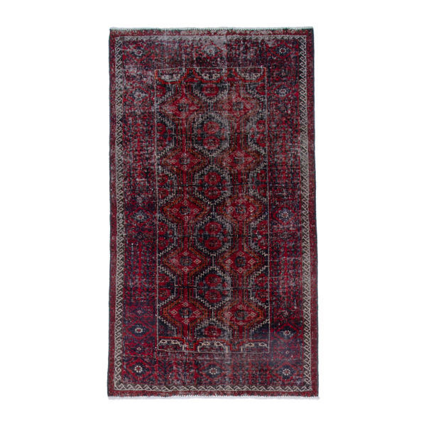 Persian Baluch accent rug in burgundy and faded red, 3'3" x 6'1"