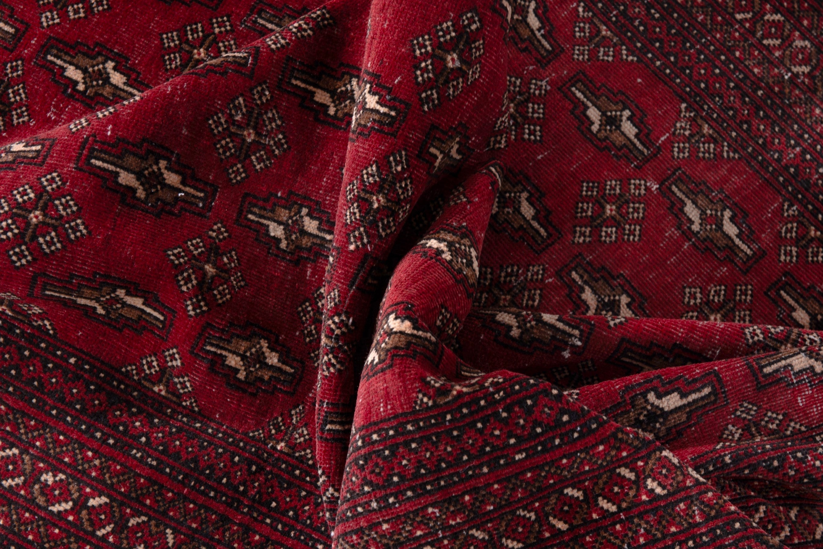 Persian Baluch runner rug in burgundy and dark brown, view 17 of 18