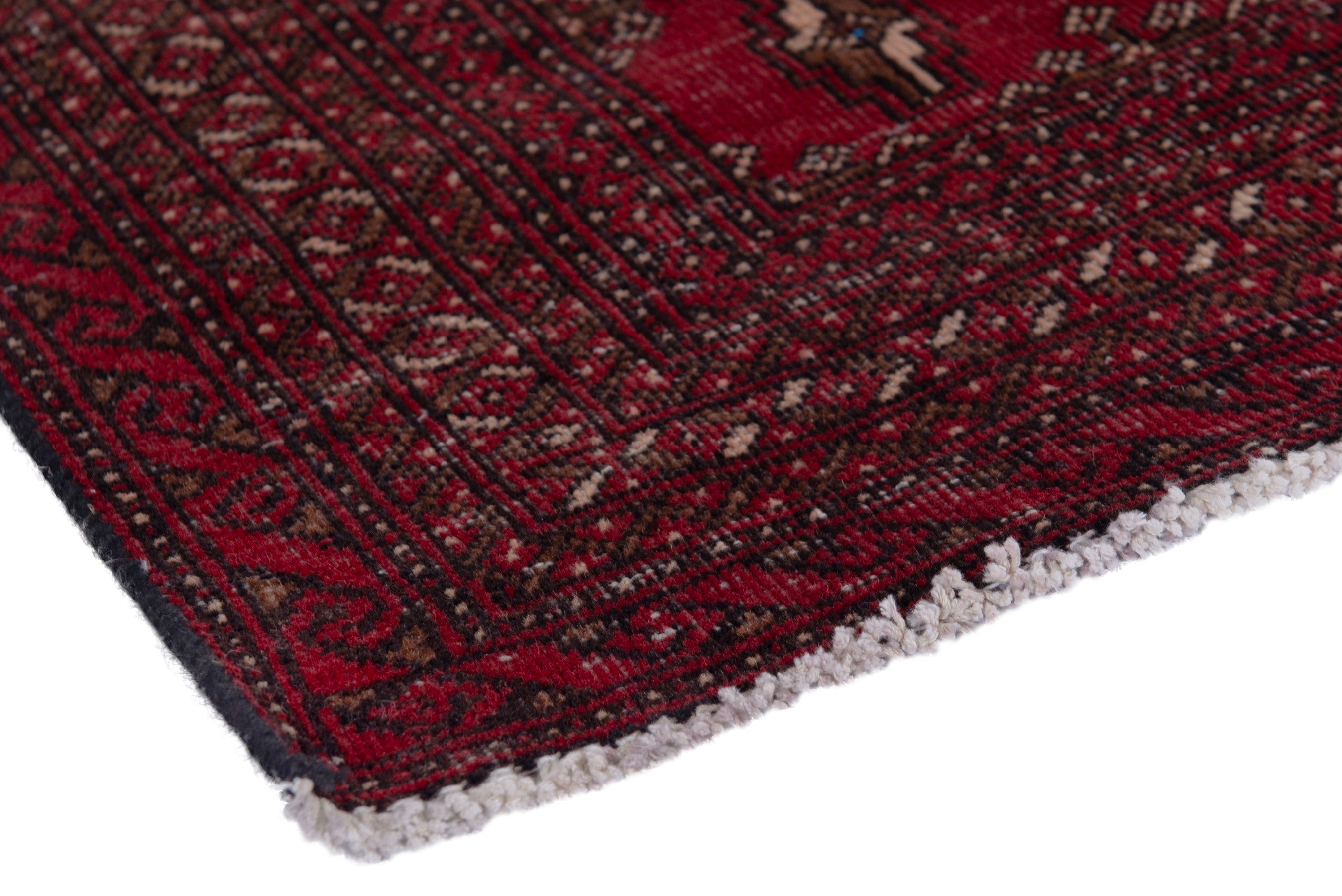 Persian Baluch runner rug in burgundy and dark brown, view 4 of 18