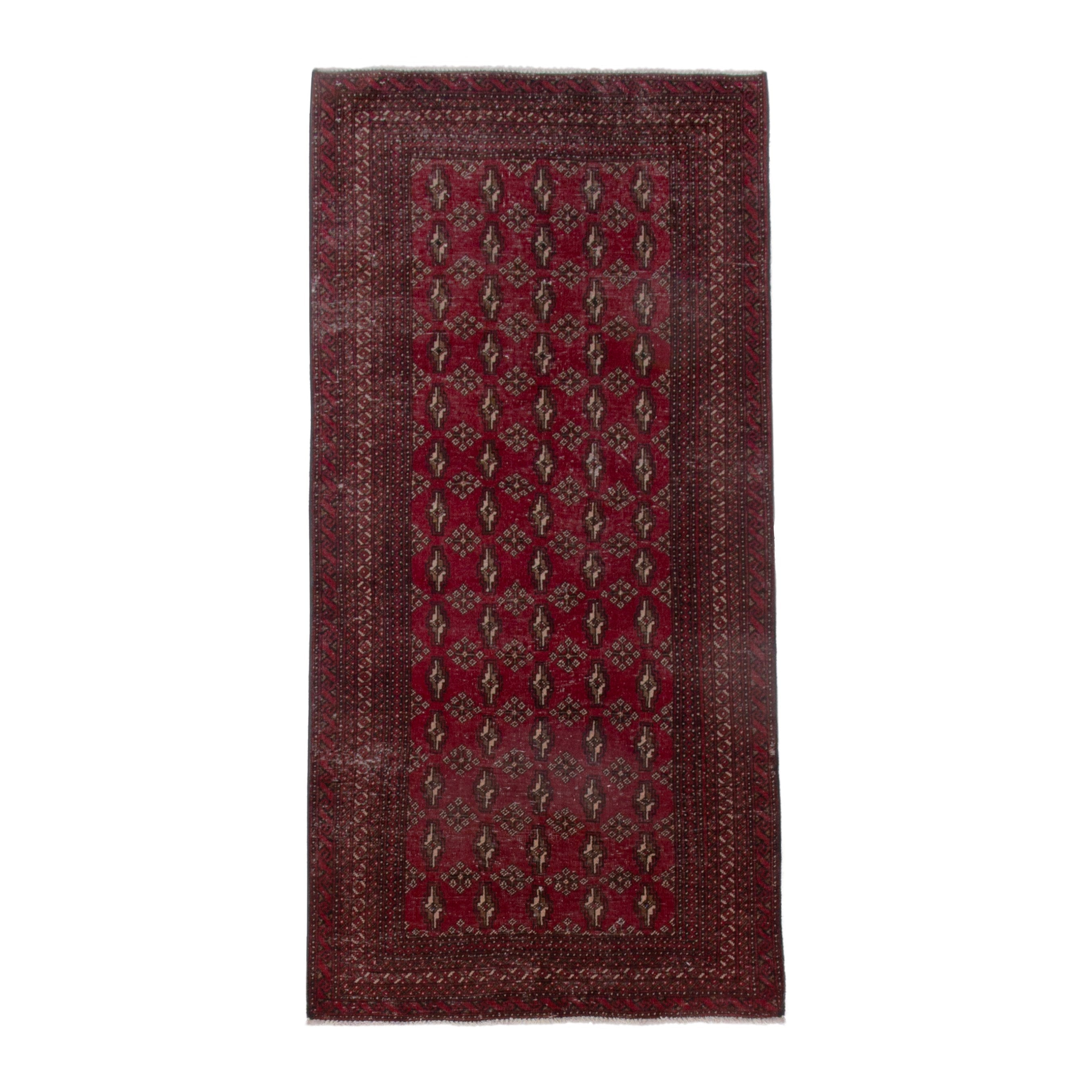 Persian Baluch runner rug in burgundy and dark brown, 3'1" x 6'7"