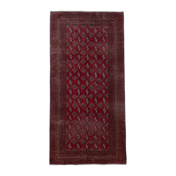 Persian Baluch runner rug in burgundy and dark brown, 3'1" x 6'7"
