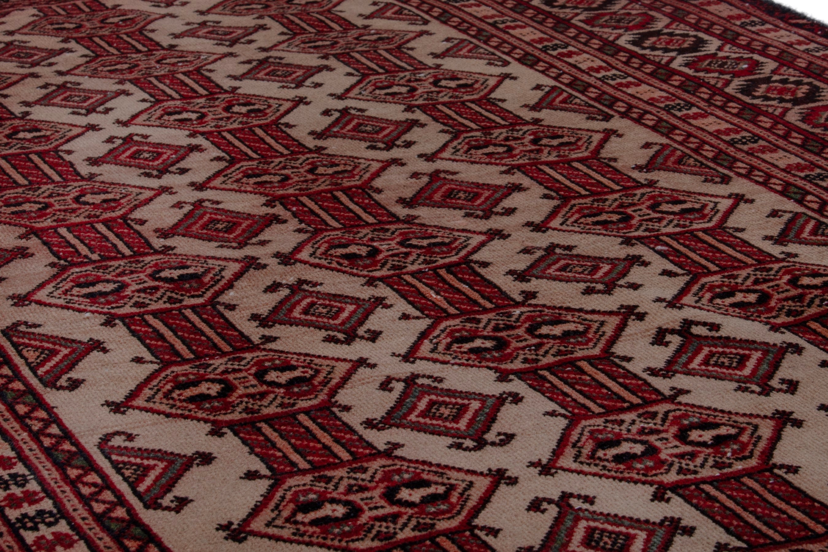 Persian Baluch accent rug in deep red and cream, view 10 of 19