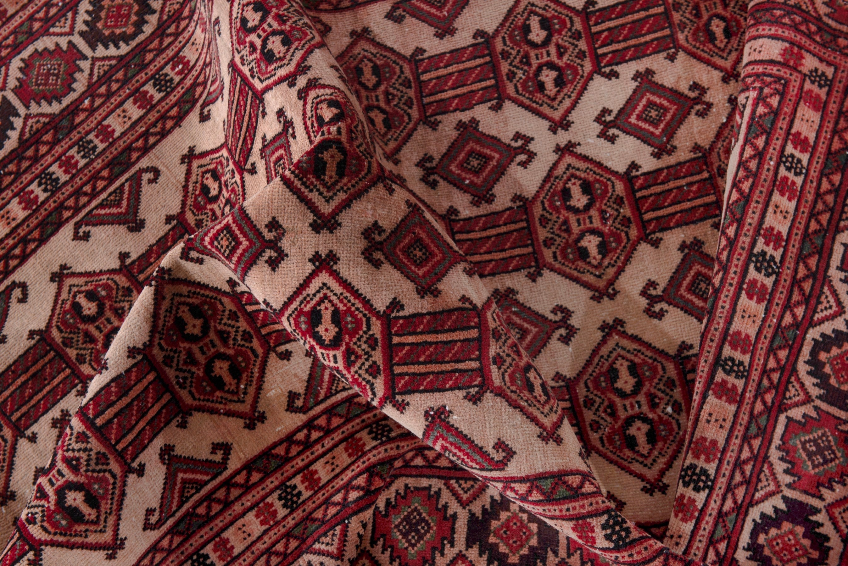 Persian Baluch accent rug in deep red and cream, view 17 of 19