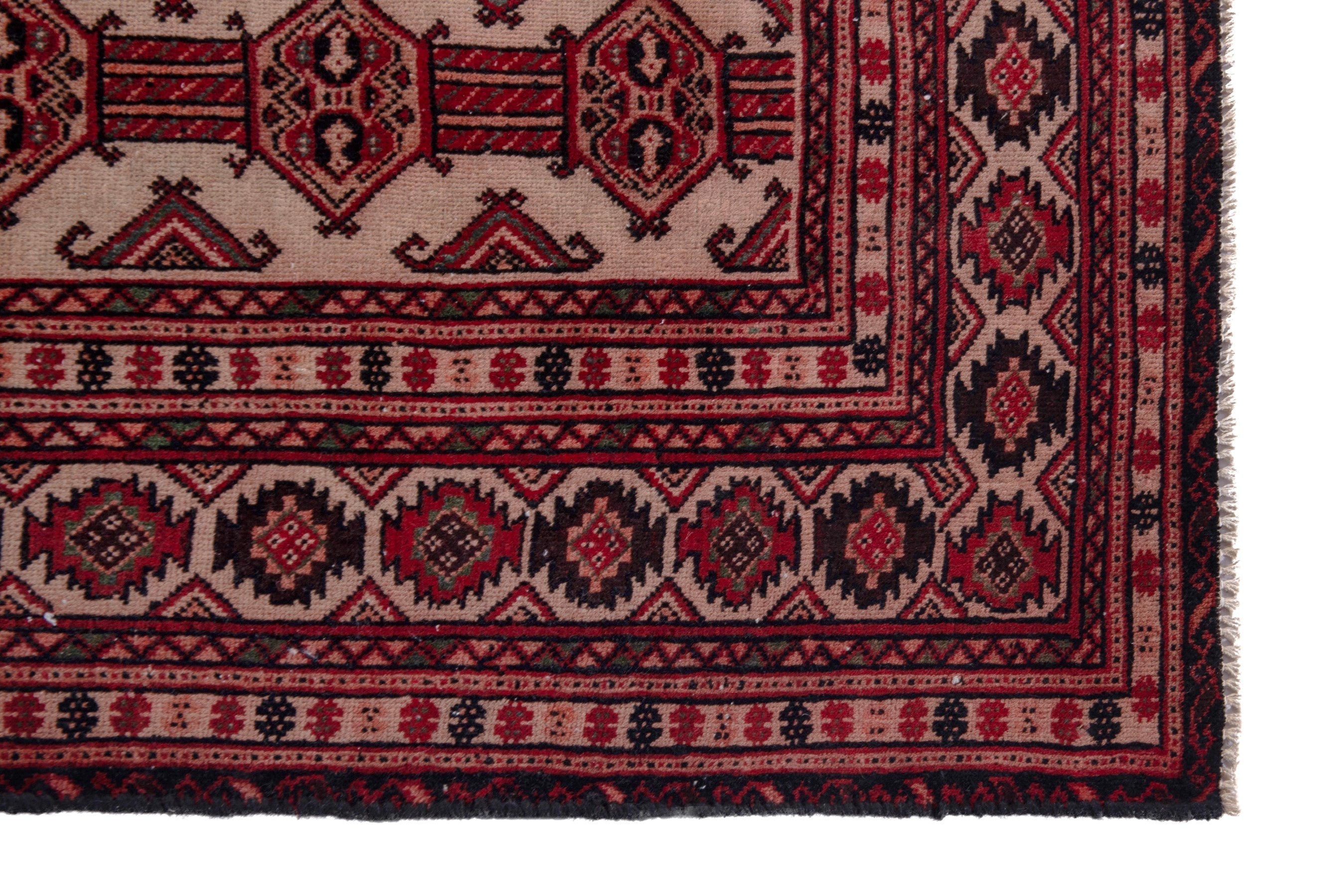 Persian Baluch accent rug in deep red and cream, view 5 of 19