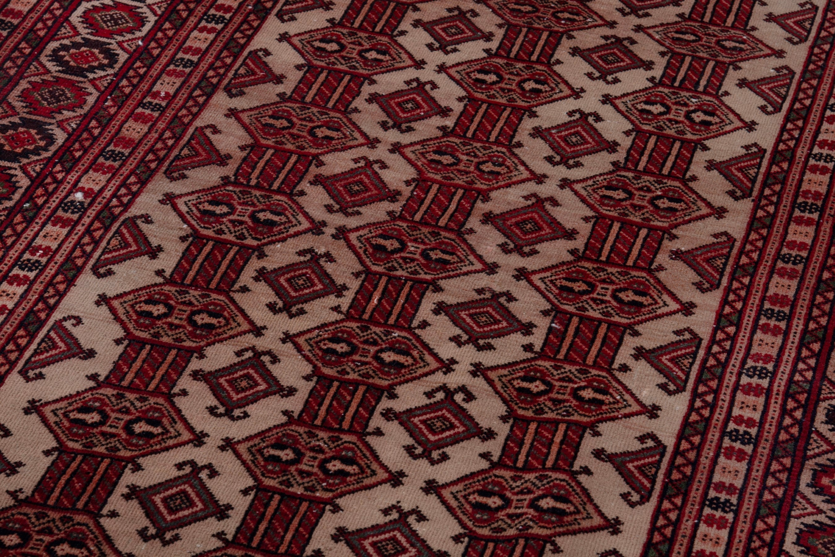 Persian Baluch accent rug in deep red and cream, view 9 of 19