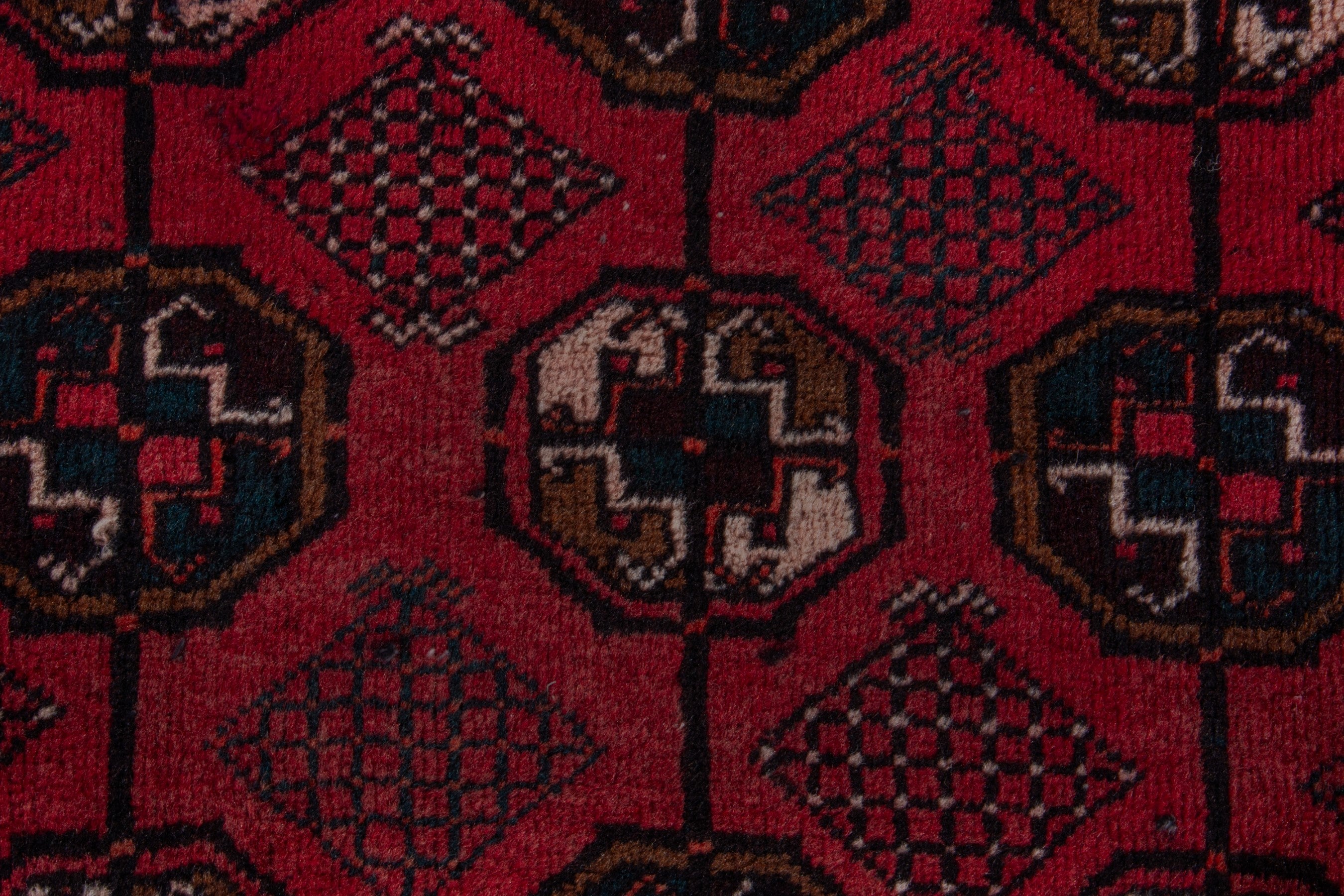 Persian Baluch area rug in deep red and burgundy, view 11 of 17