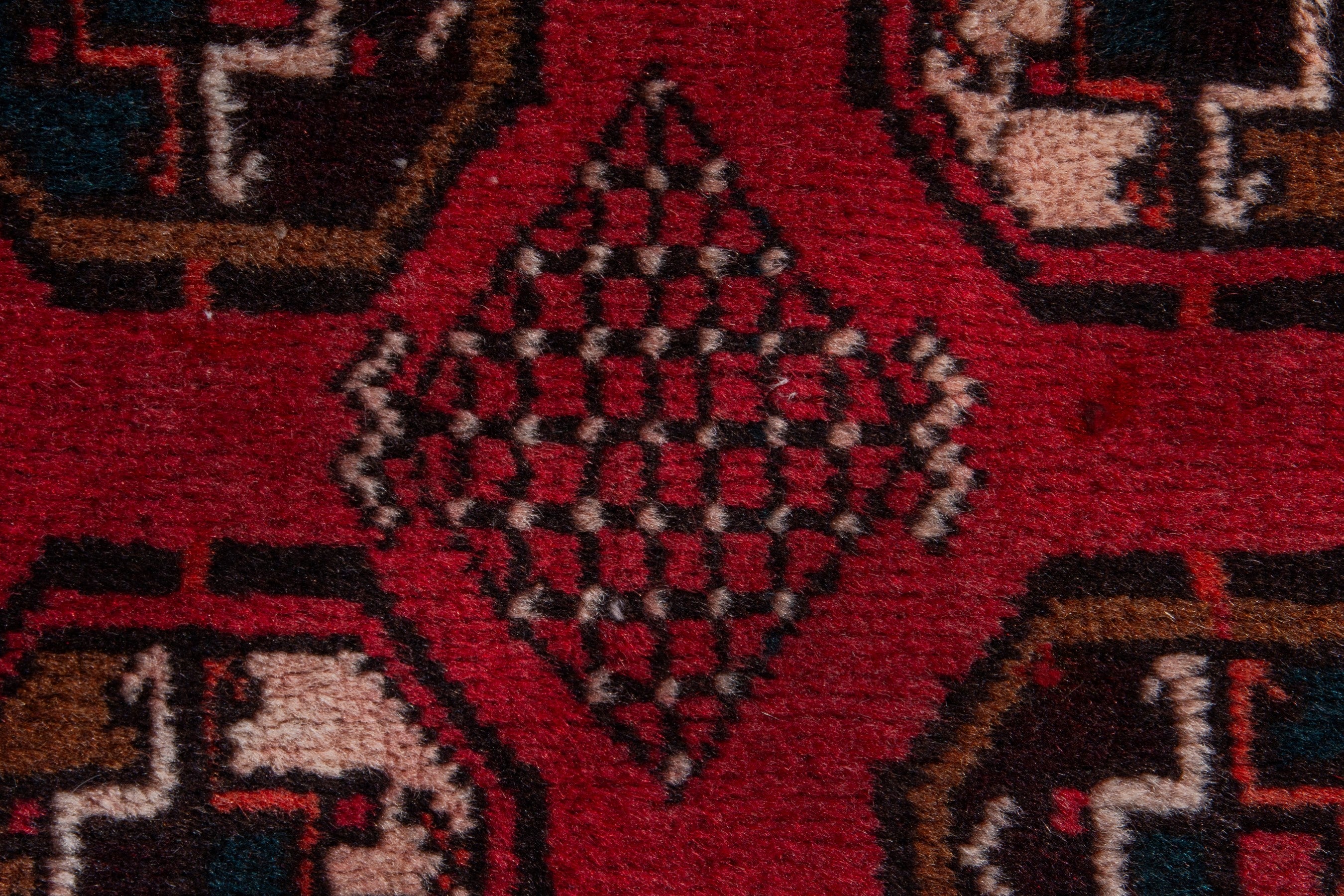 Persian Baluch area rug in deep red and burgundy, view 13 of 17