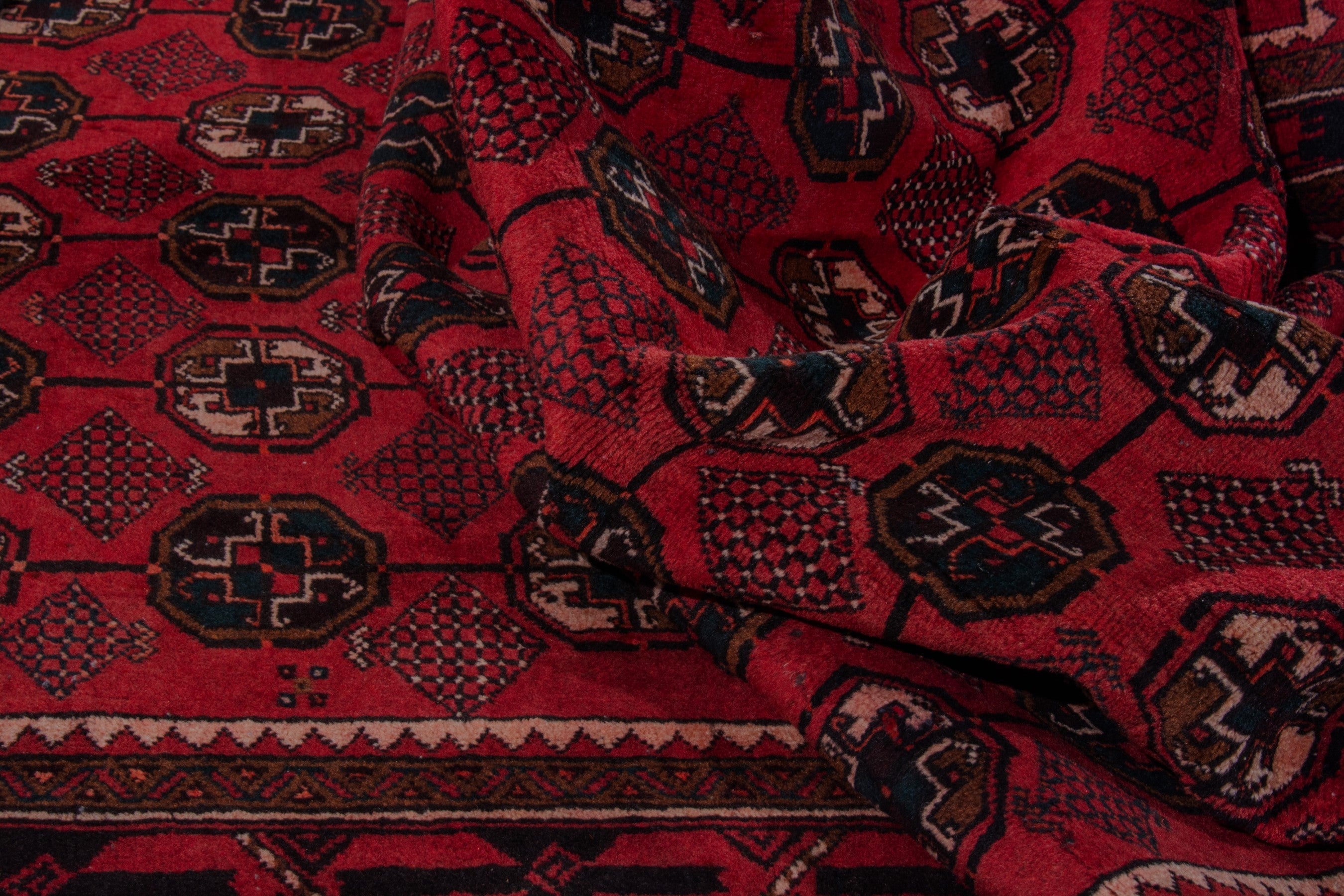 Persian Baluch area rug in deep red and burgundy, view 15 of 17