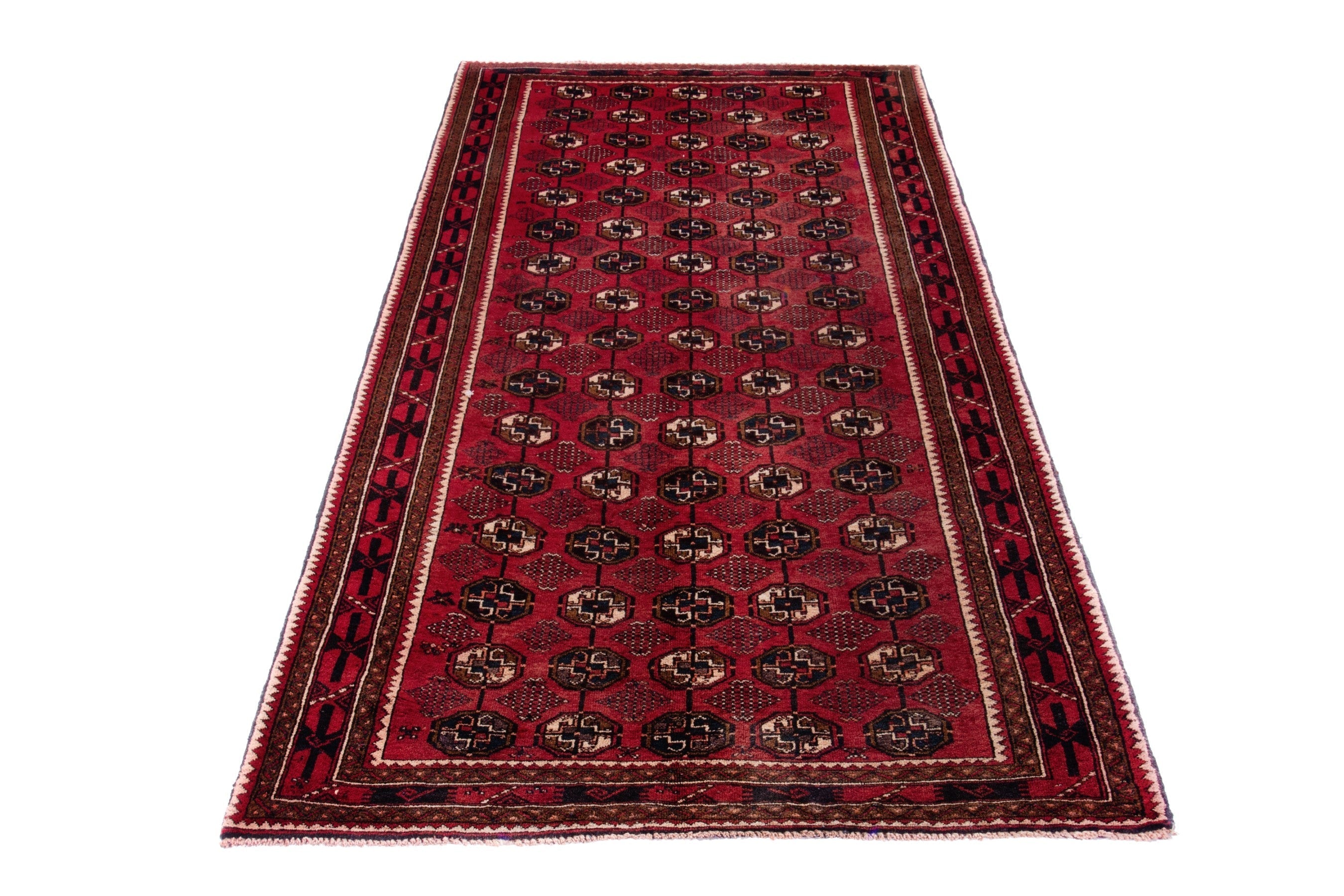 Persian Baluch area rug in deep red and burgundy, view 2 of 17