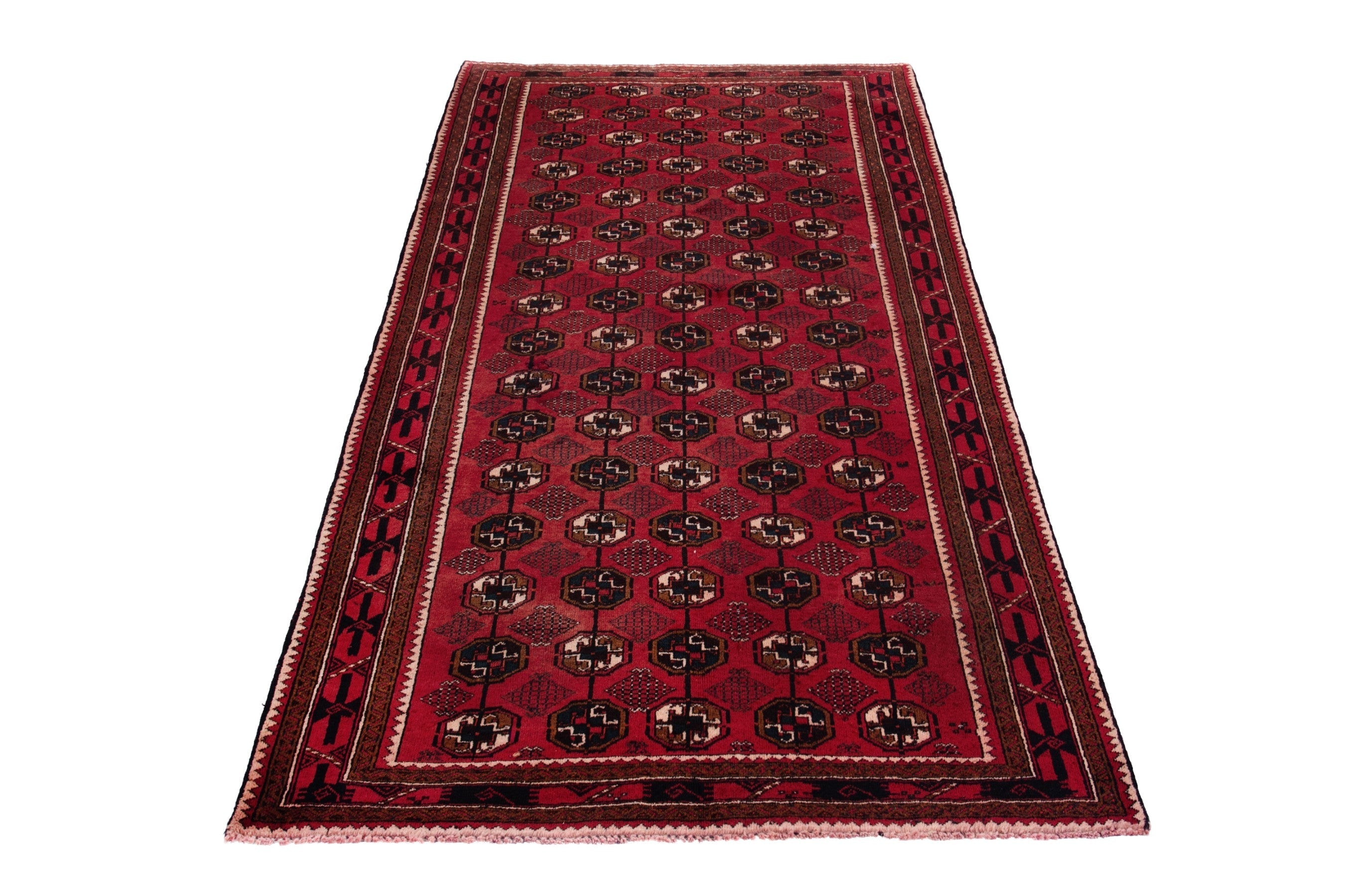 Persian Baluch area rug in deep red and burgundy, view 3 of 17