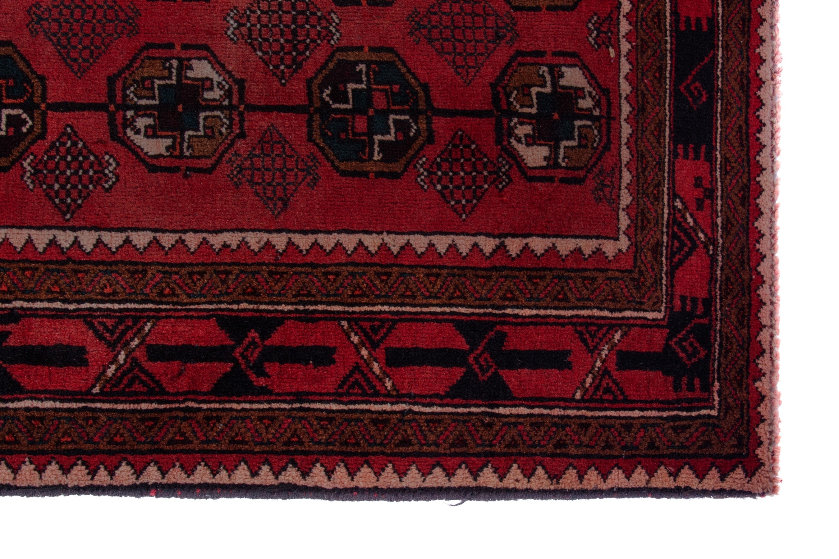 Persian Baluch area rug in deep red and burgundy, view 5 of 17