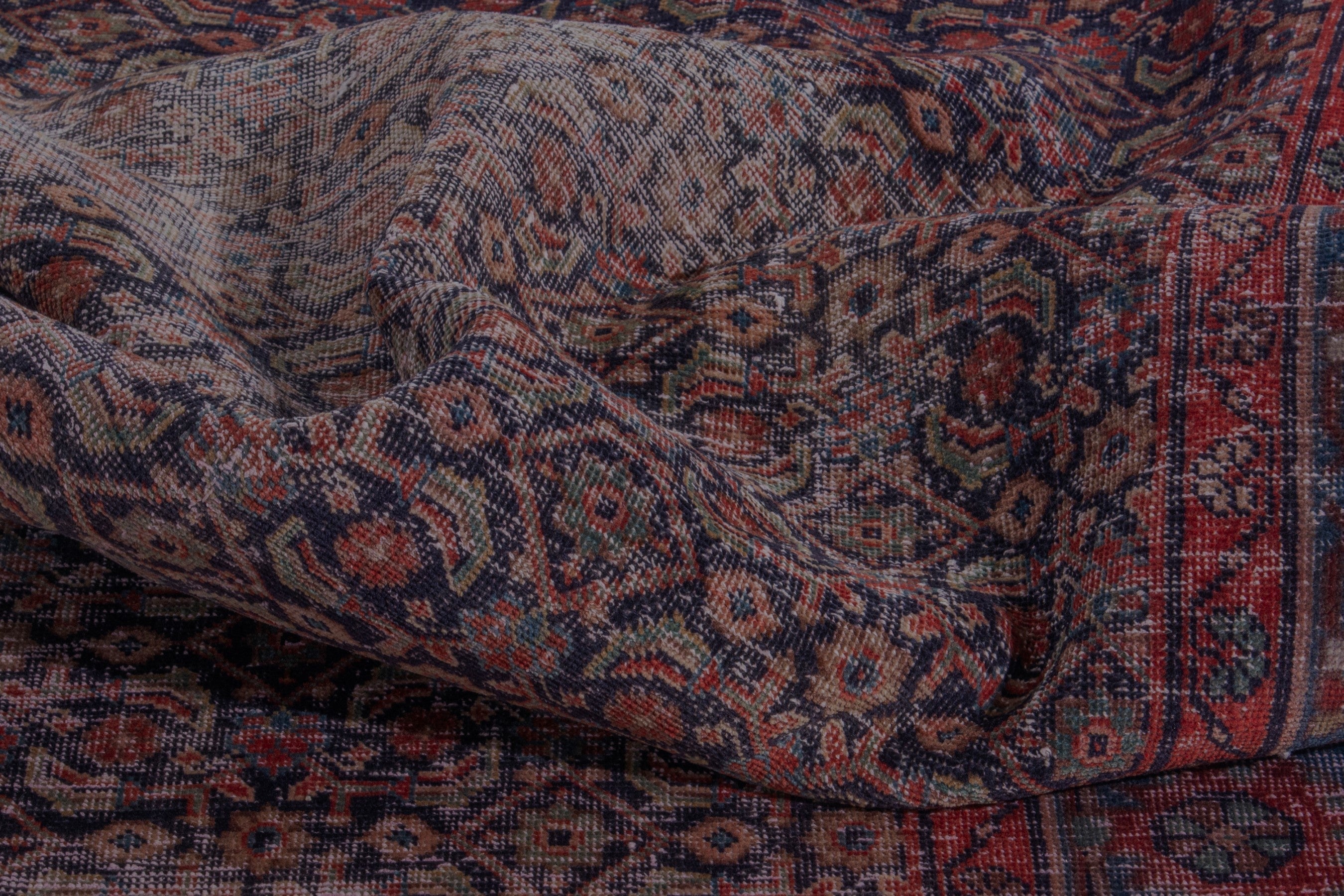 Persian Mahal area rug in light gray and dark blue, view 16 of 17