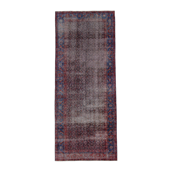 Persian Mahal area rug in light gray and dark blue, 5'1" x 13'3"