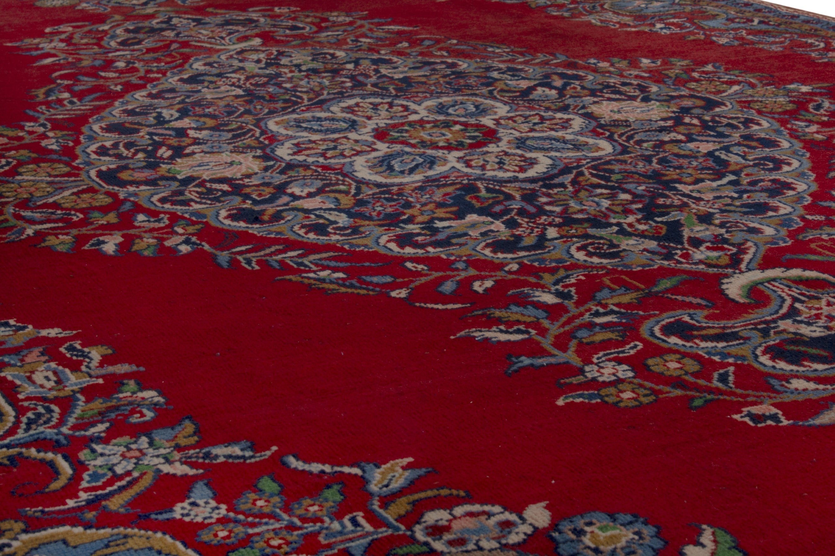 Persian Vist area rug in deep red and dark blue, view 10 of 17