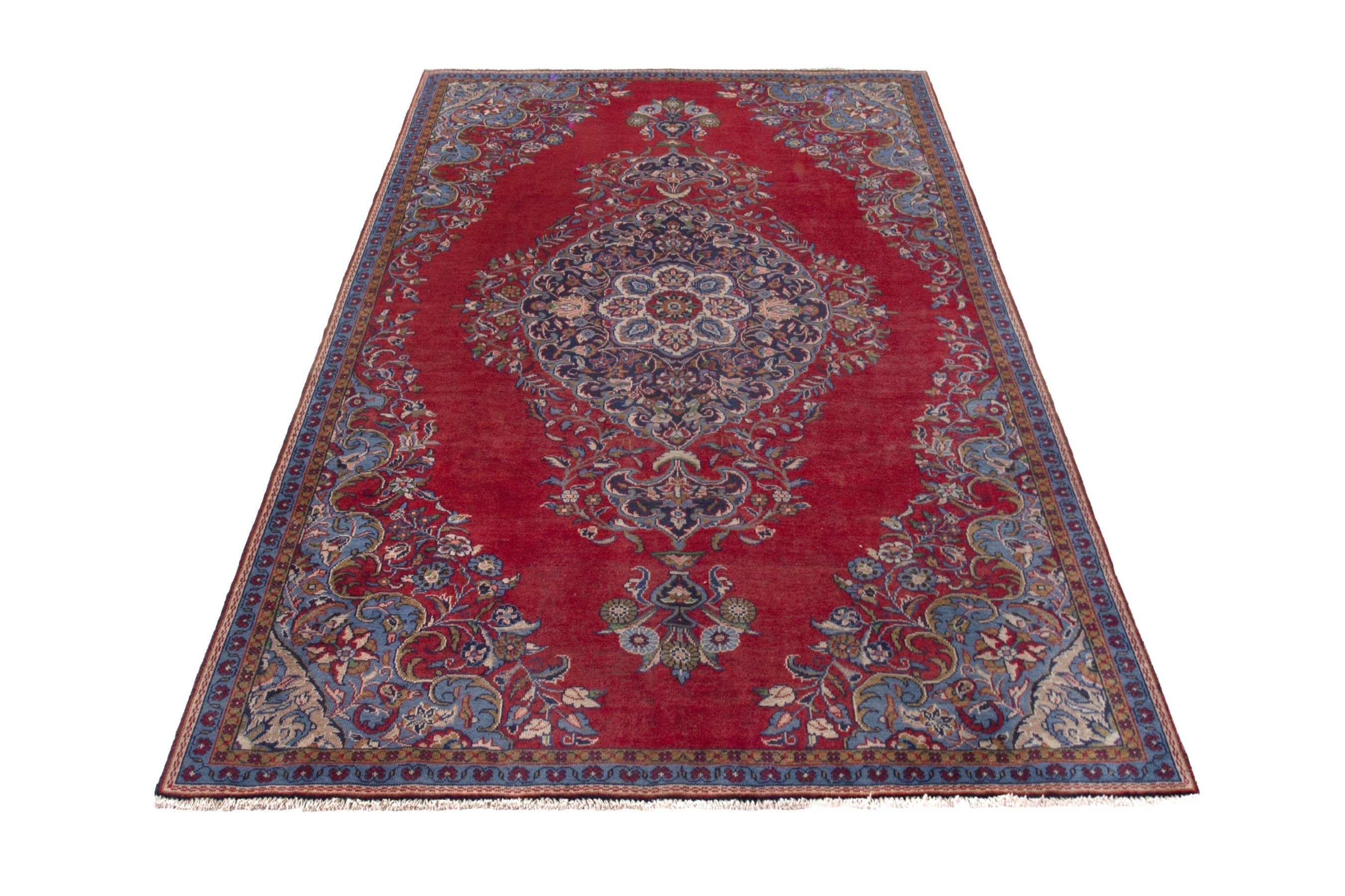 Persian Vist area rug in deep red and dark blue, view 2 of 17