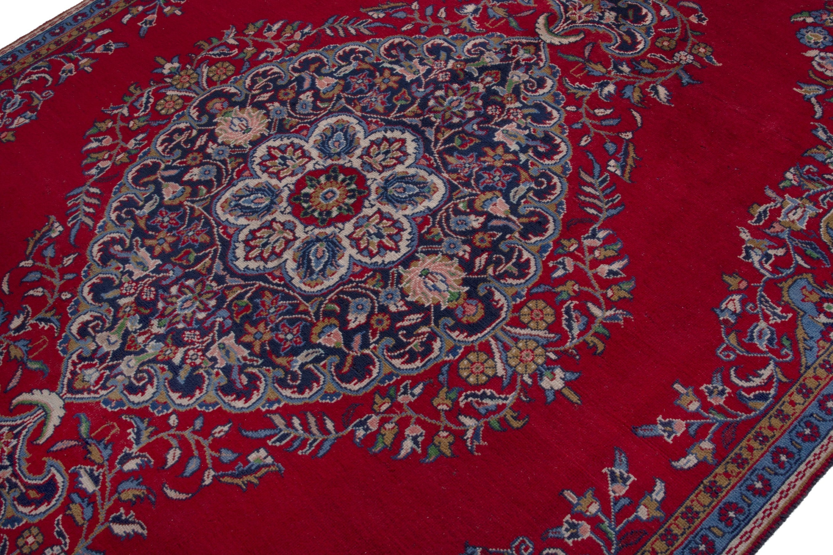 Persian Vist area rug in deep red and dark blue, view 6 of 17