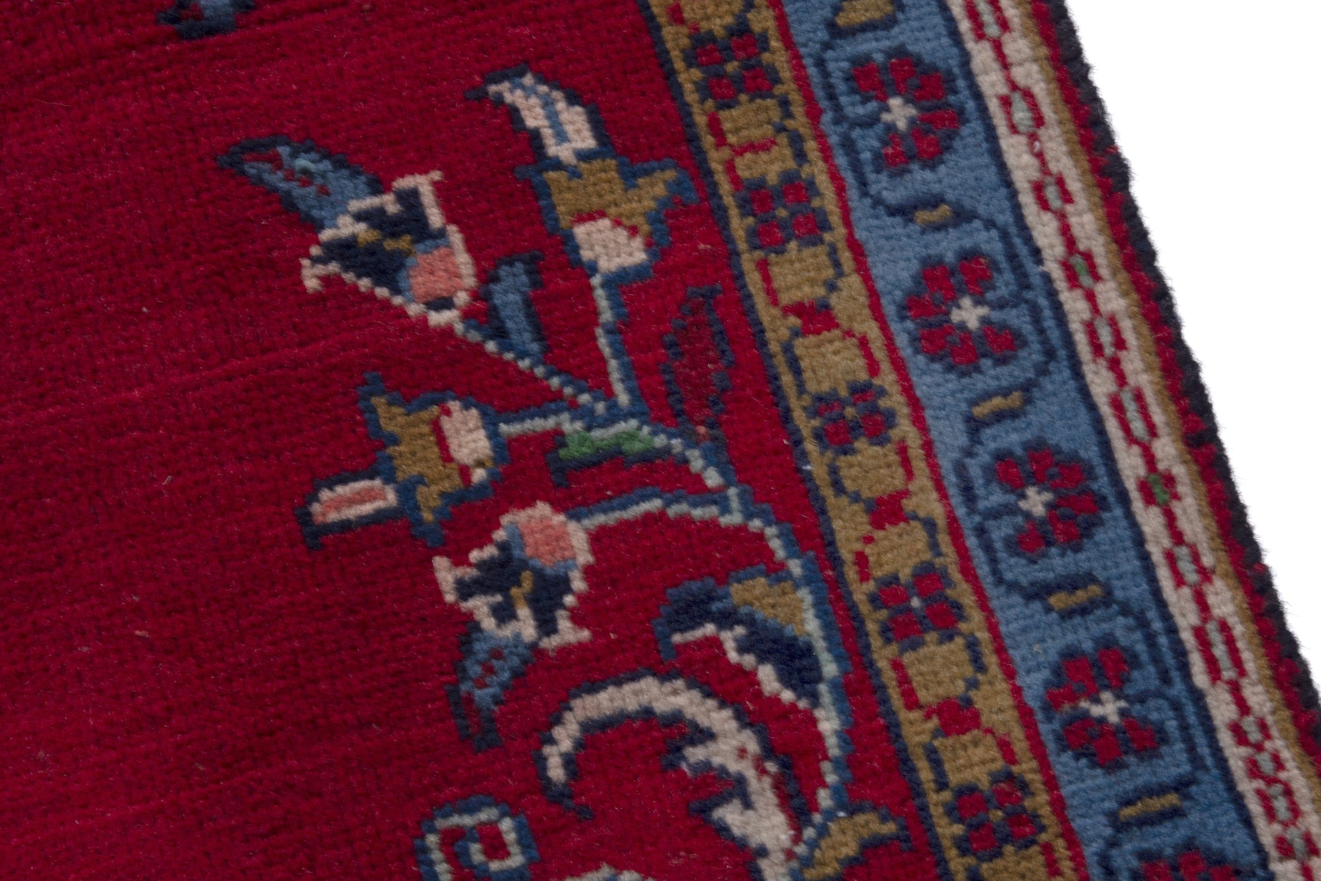 Persian Vist area rug in deep red and dark blue, view 7 of 17