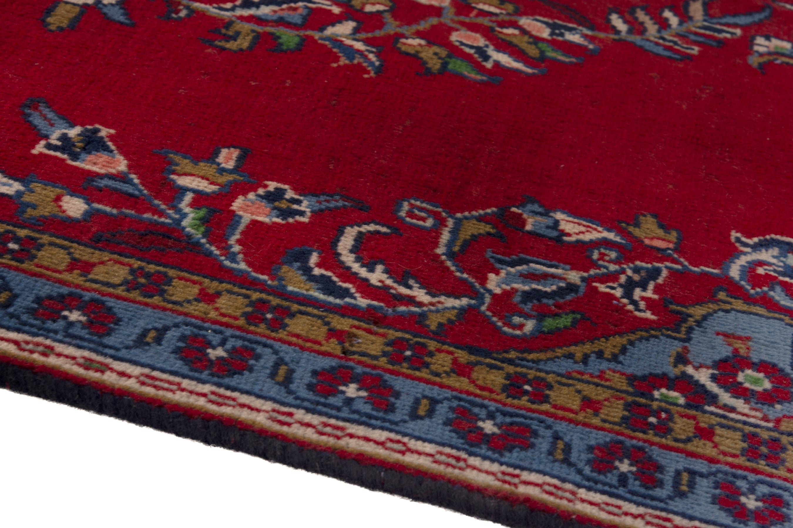 Persian Vist area rug in deep red and dark blue, view 8 of 17