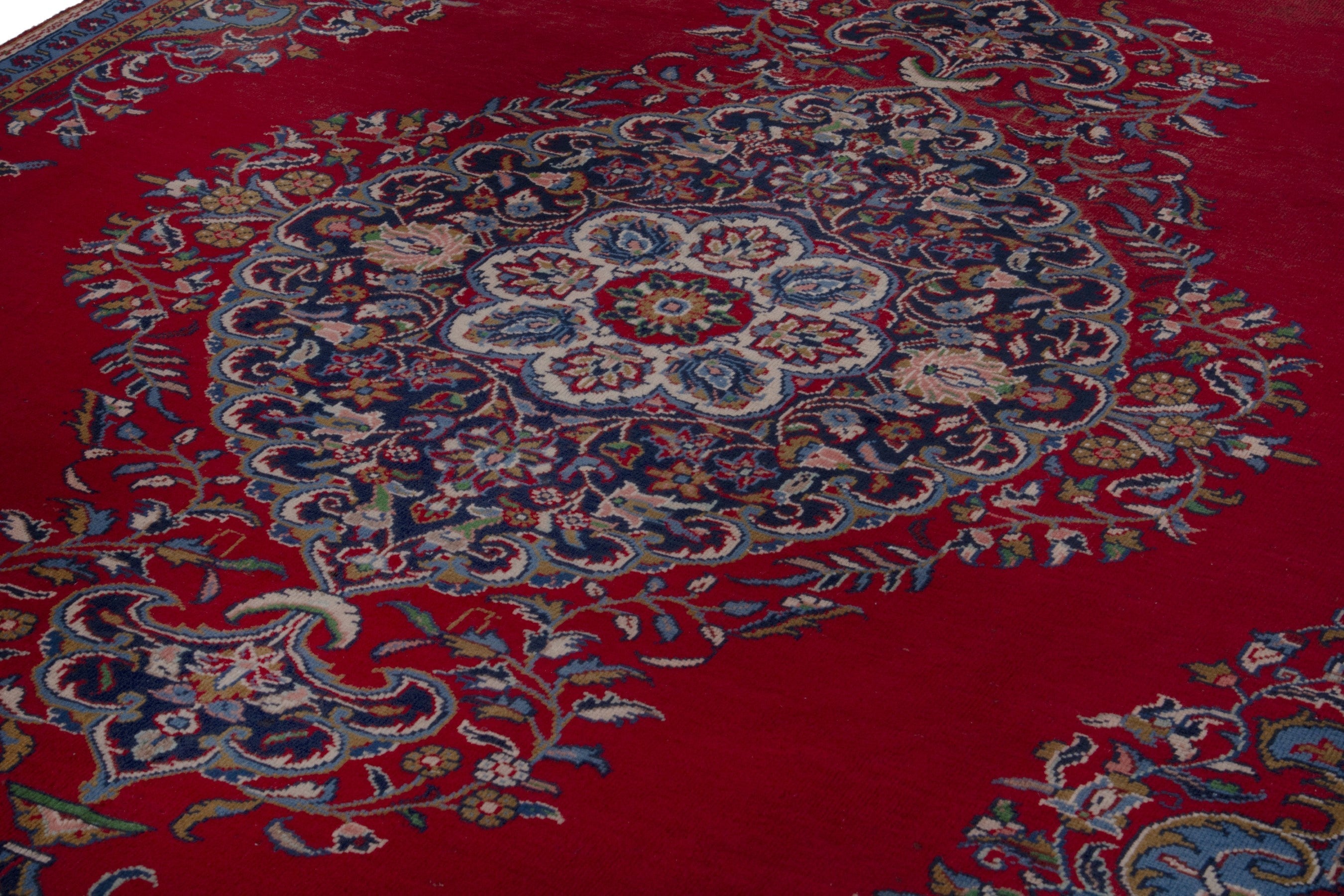 Persian Vist area rug in deep red and dark blue, view 9 of 17
