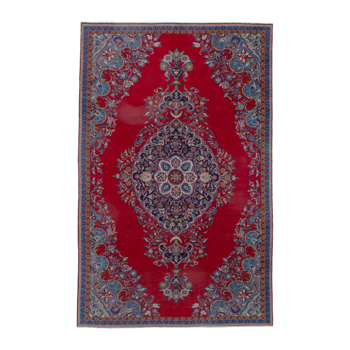 Persian Vist area rug in deep red and dark blue, 6' x 9'6"