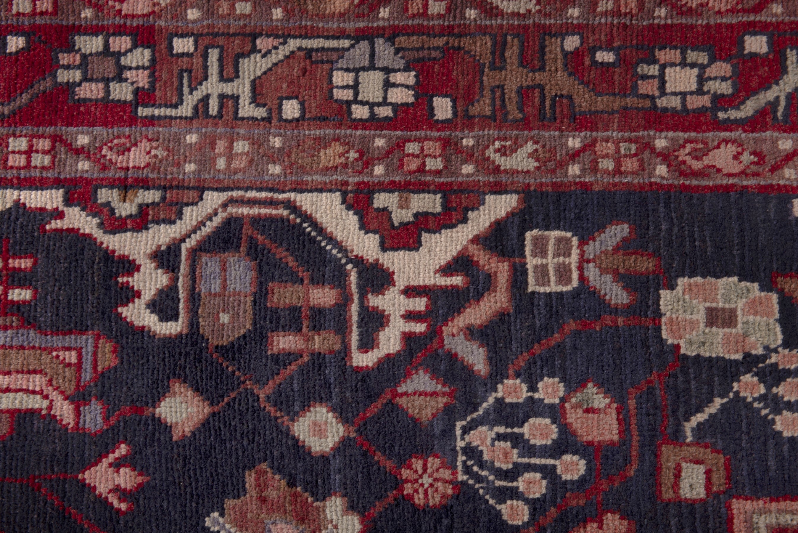 Persian Nahavand area rug in navy and faded red, view 13 of 20