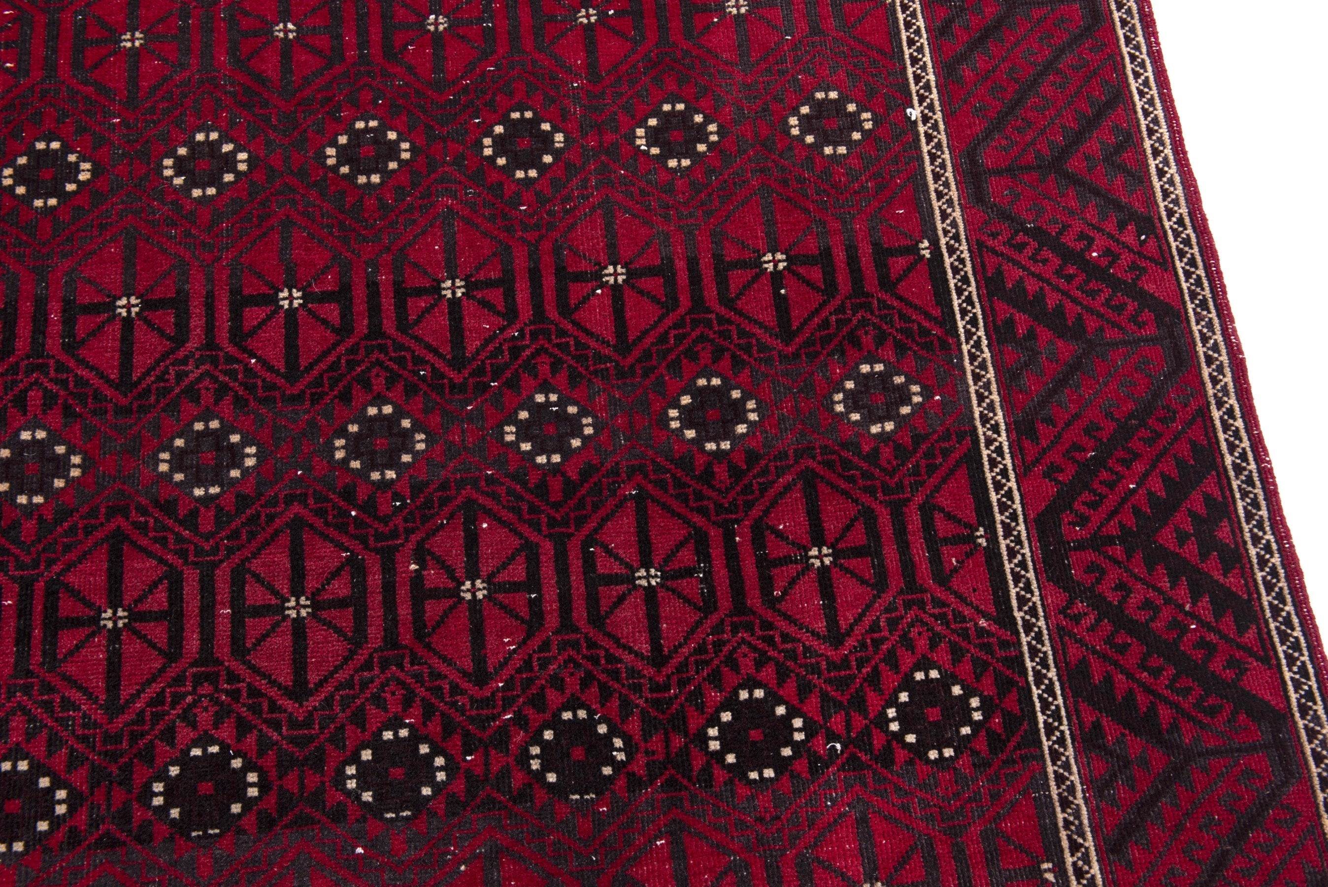 Persian Baluch area rug in burgundy and deep red, view 12 of 19