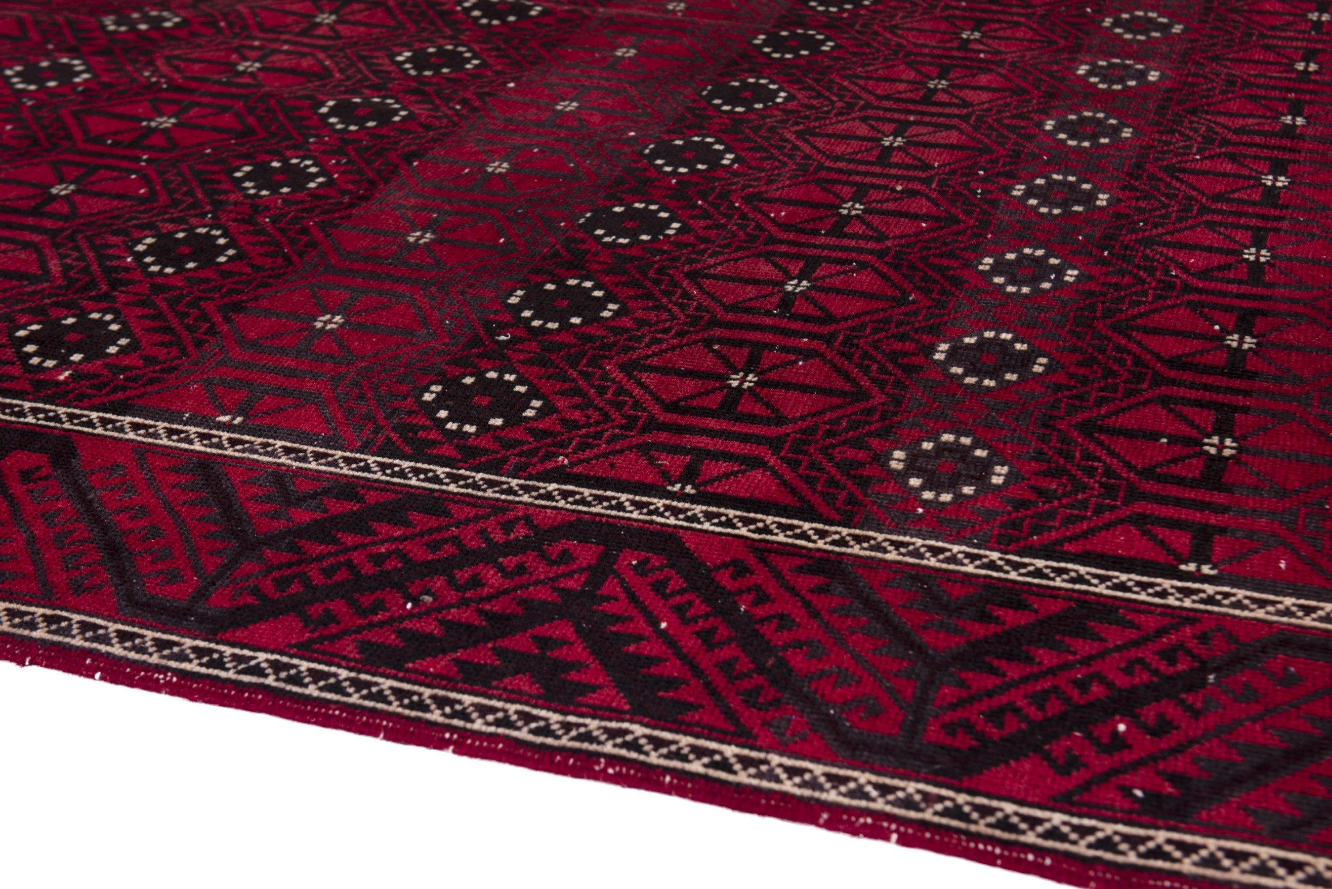 Persian Baluch area rug in burgundy and deep red, view 13 of 19