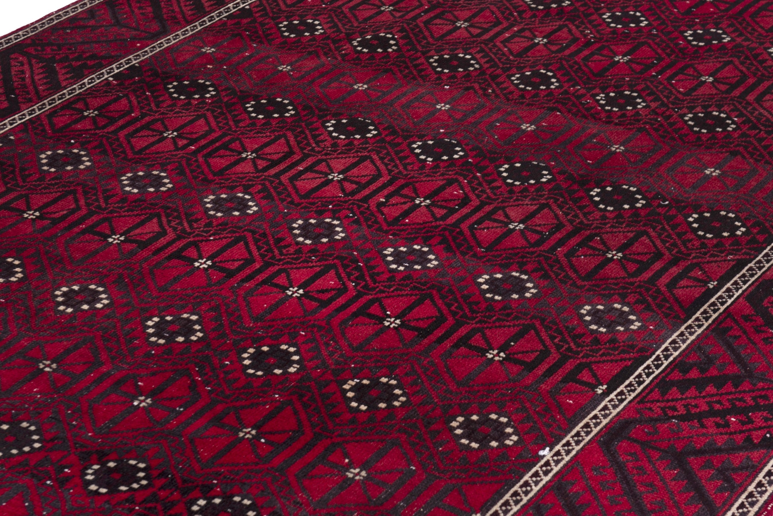 Persian Baluch area rug in burgundy and deep red, view 14 of 19