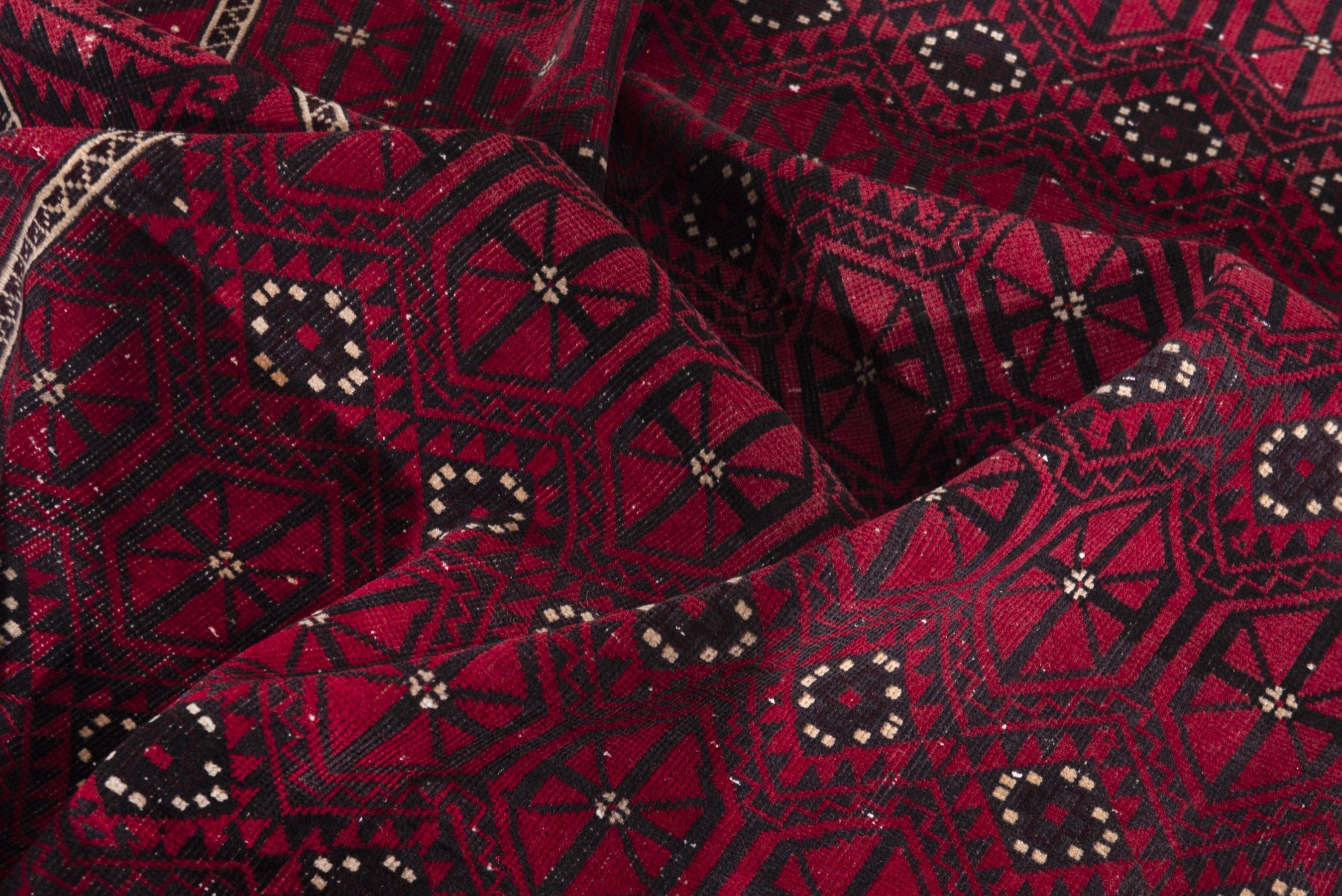 Persian Baluch area rug in burgundy and deep red, view 16 of 19