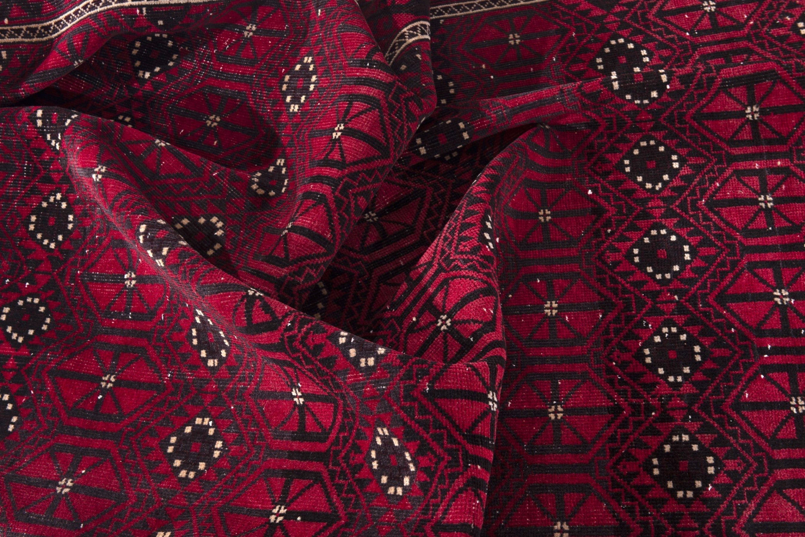 Persian Baluch area rug in burgundy and deep red, view 17 of 19