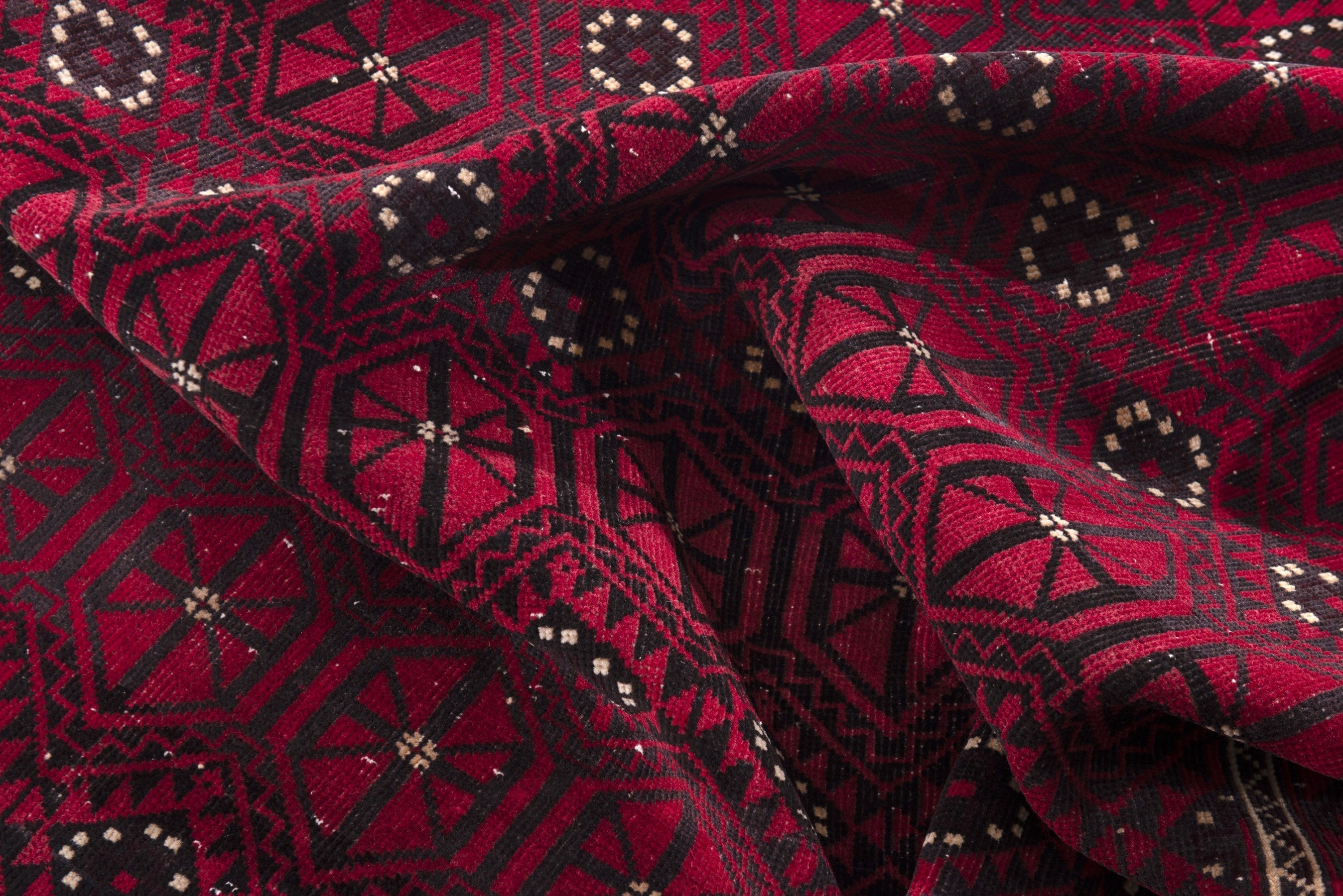Persian Baluch area rug in burgundy and deep red, view 18 of 19
